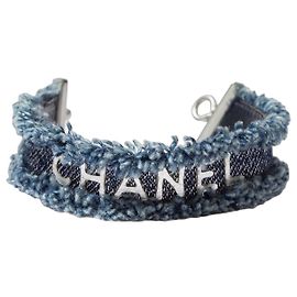 Bracciale Chanel Denim e Pelle Blu Blu
