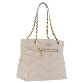 PRADA Chain Tote Bag Nylon Ivory Gold Andere