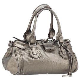 Chloé Chloe Paddington Hand Bag Leather Silver Altro
