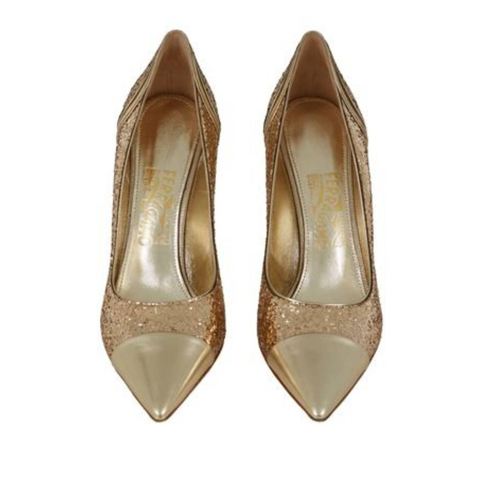 Salvatore Ferragamo Heels Golden Leather ref.5875 - Joli Closet