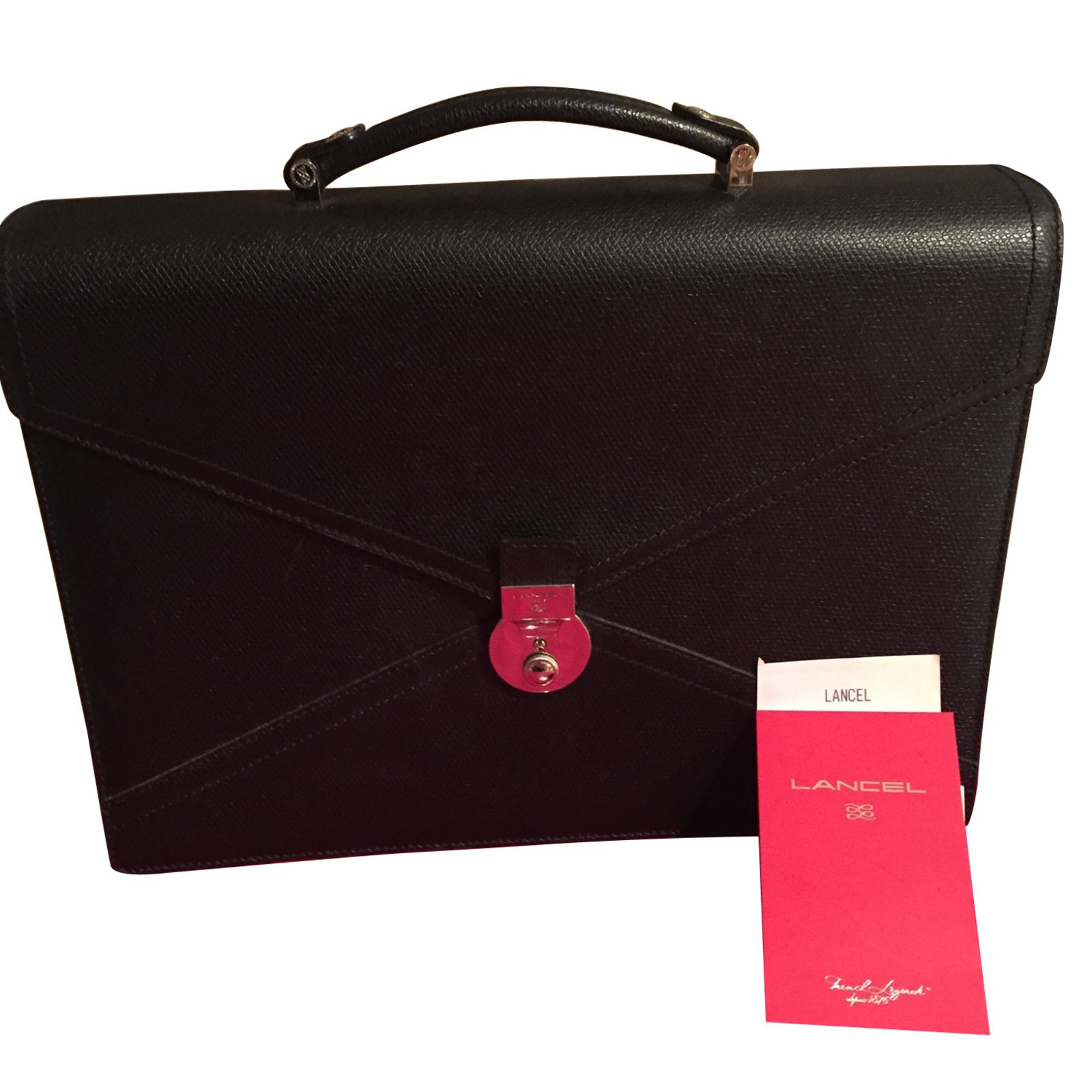 Lancel Malette Cuir Noir ref.7280 Joli Closet