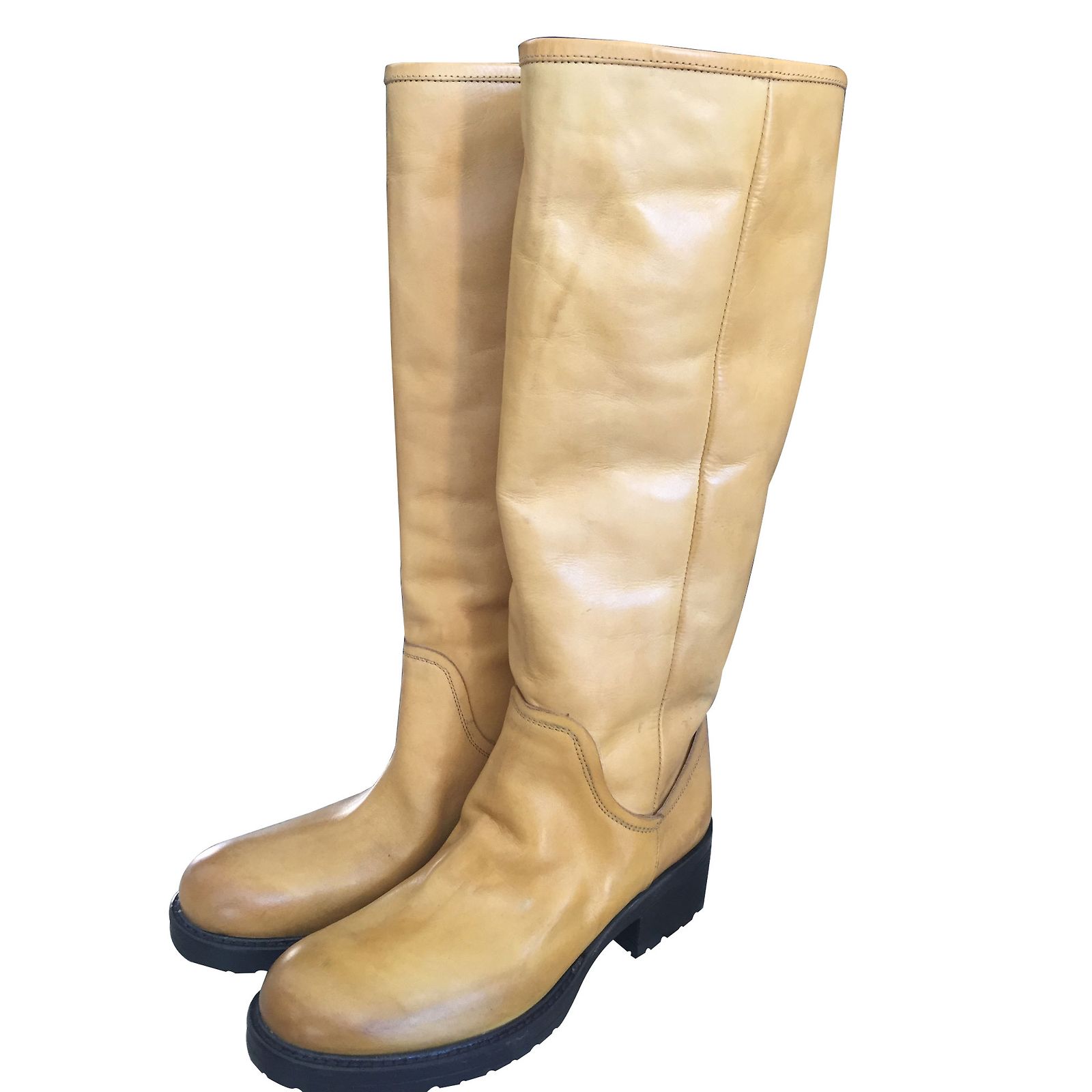 Bottes Luxe Alberto Fermani En Cuir Marron Taupe Taille 39 FR - Occasion Super état