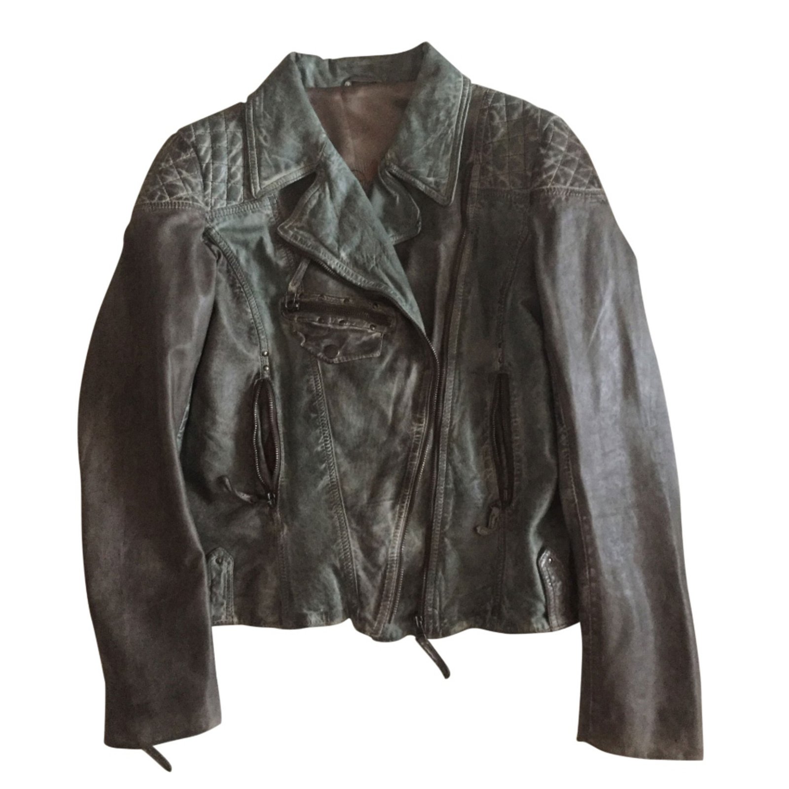 Biker jackets Leather Green ref.7833 