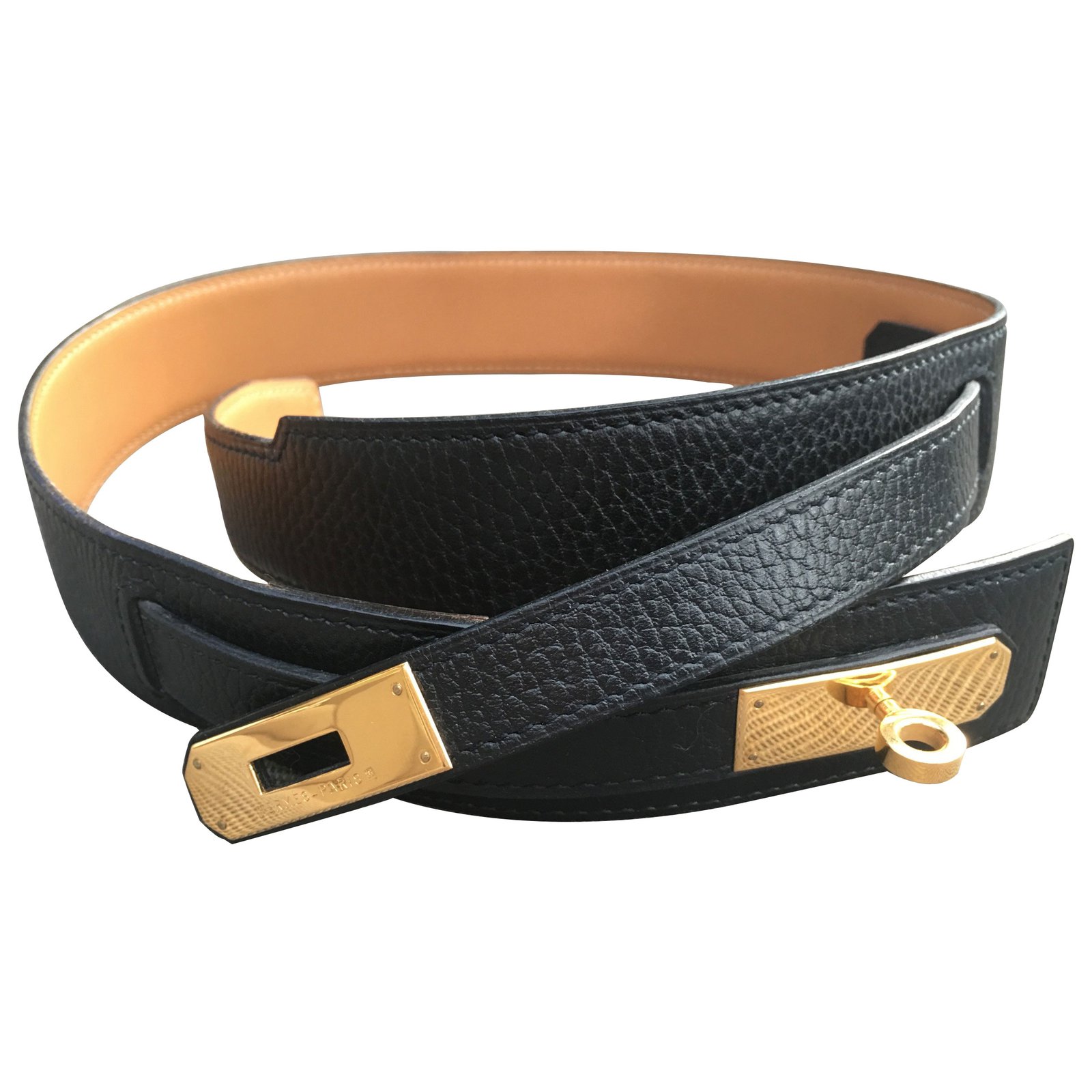 Kelly leather belt Hermès Black size 75 cm in Leather - 34738686
