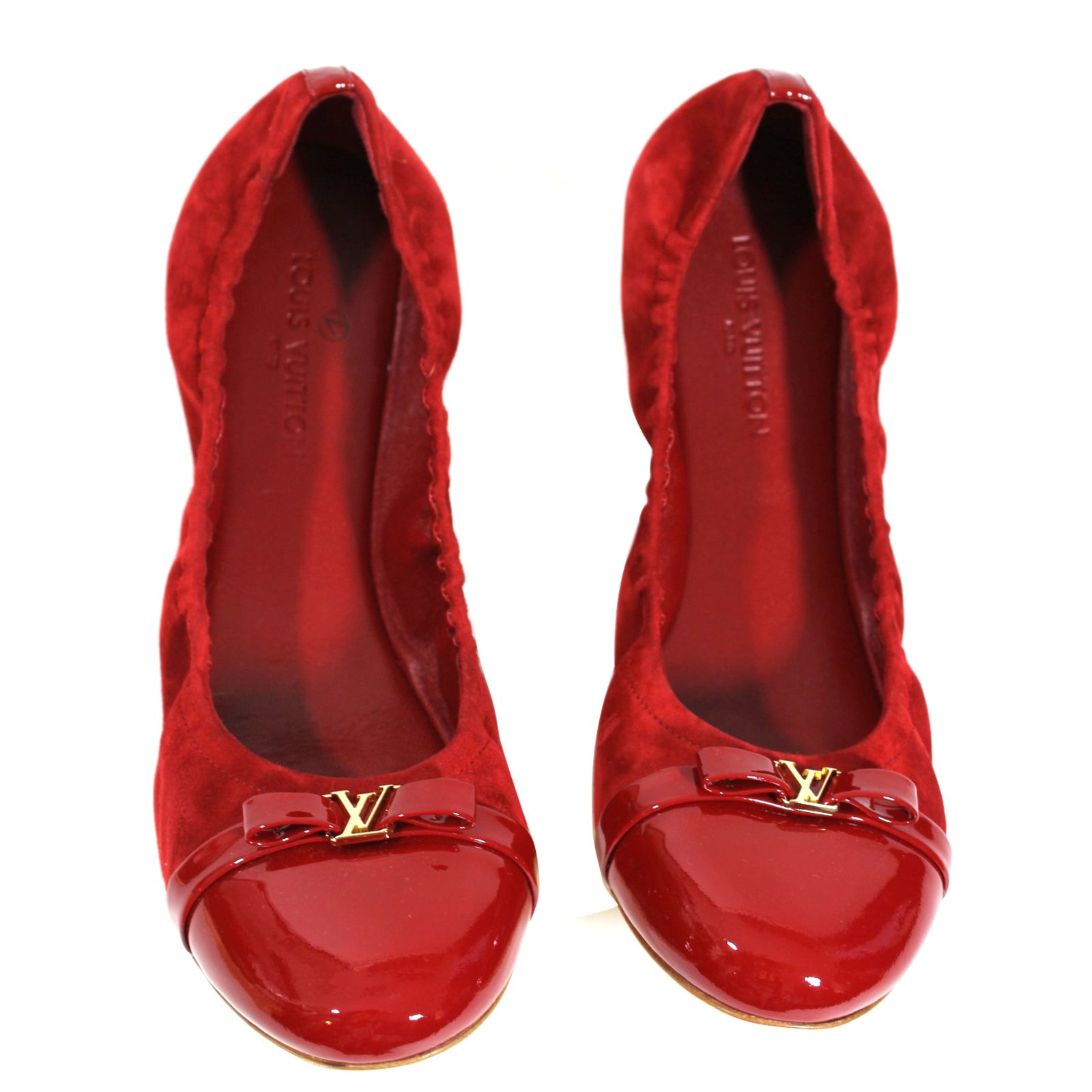 Dreamy rose patent leather ballet flats Louis Vuitton Red size 38 EU in  Patent leather - 34338087