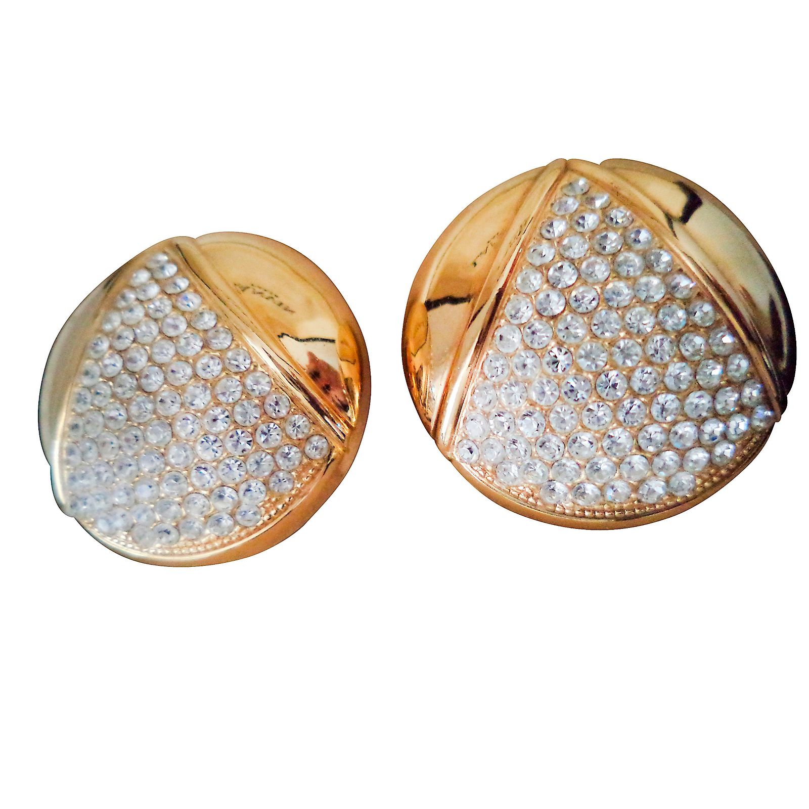 Boucles D'oreilles Clips LANVIN Paris - Métal Doré émaillé Bleu, Hauteur 2,8 Cm, Occasion