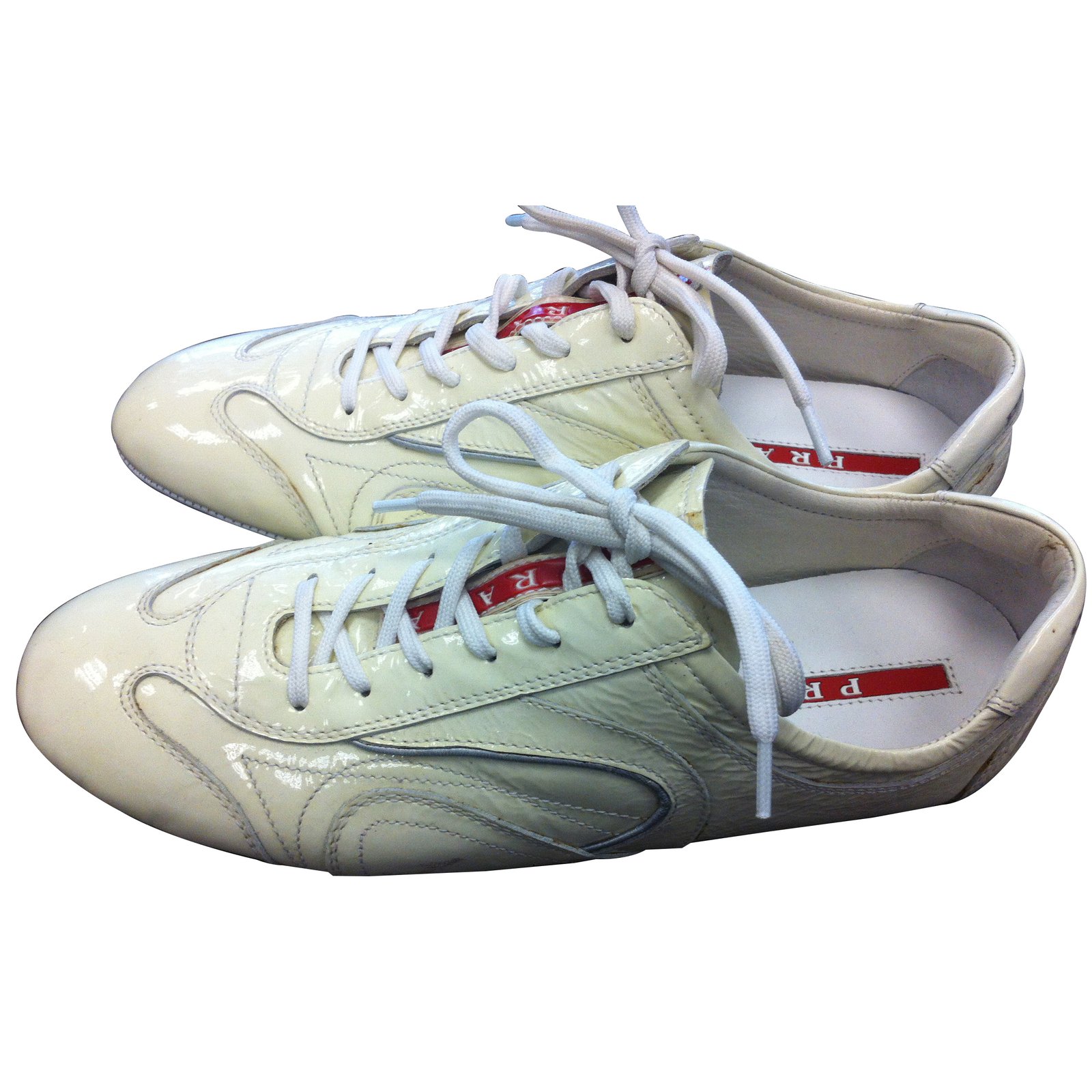 Prada Sneakers Cream Patent leather  - Joli Closet