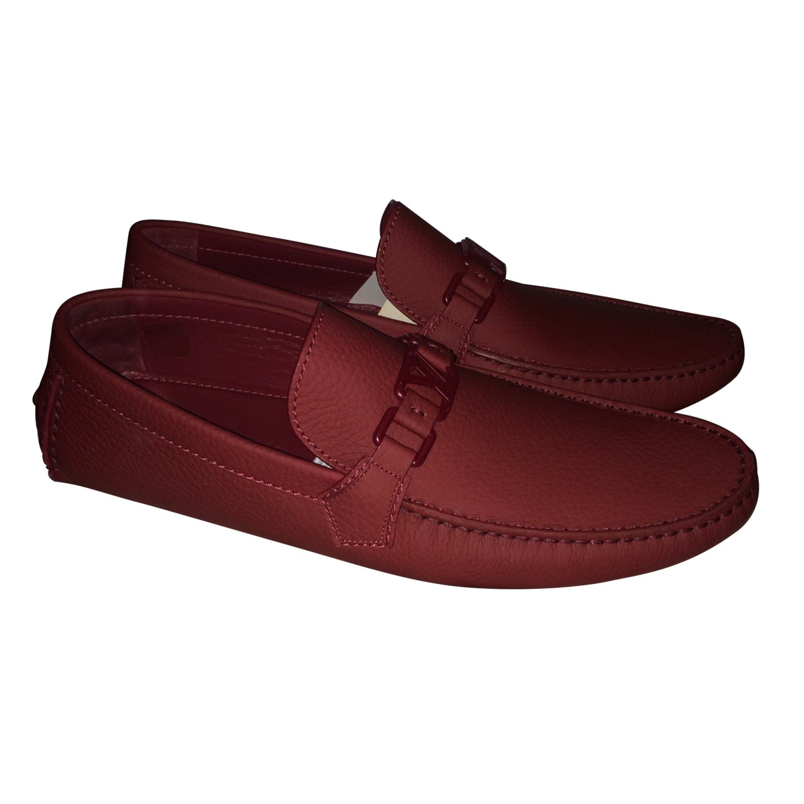 Louis Vuitton Loafers Slip ons Dark red Leather ref.10480 - Joli Closet