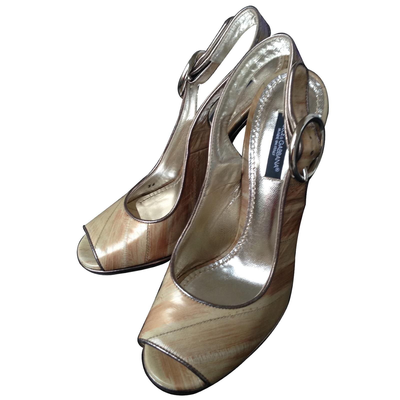 Dolce & Gabbana Beige Leather Stiletto Heels Sandals Shoes main image 0