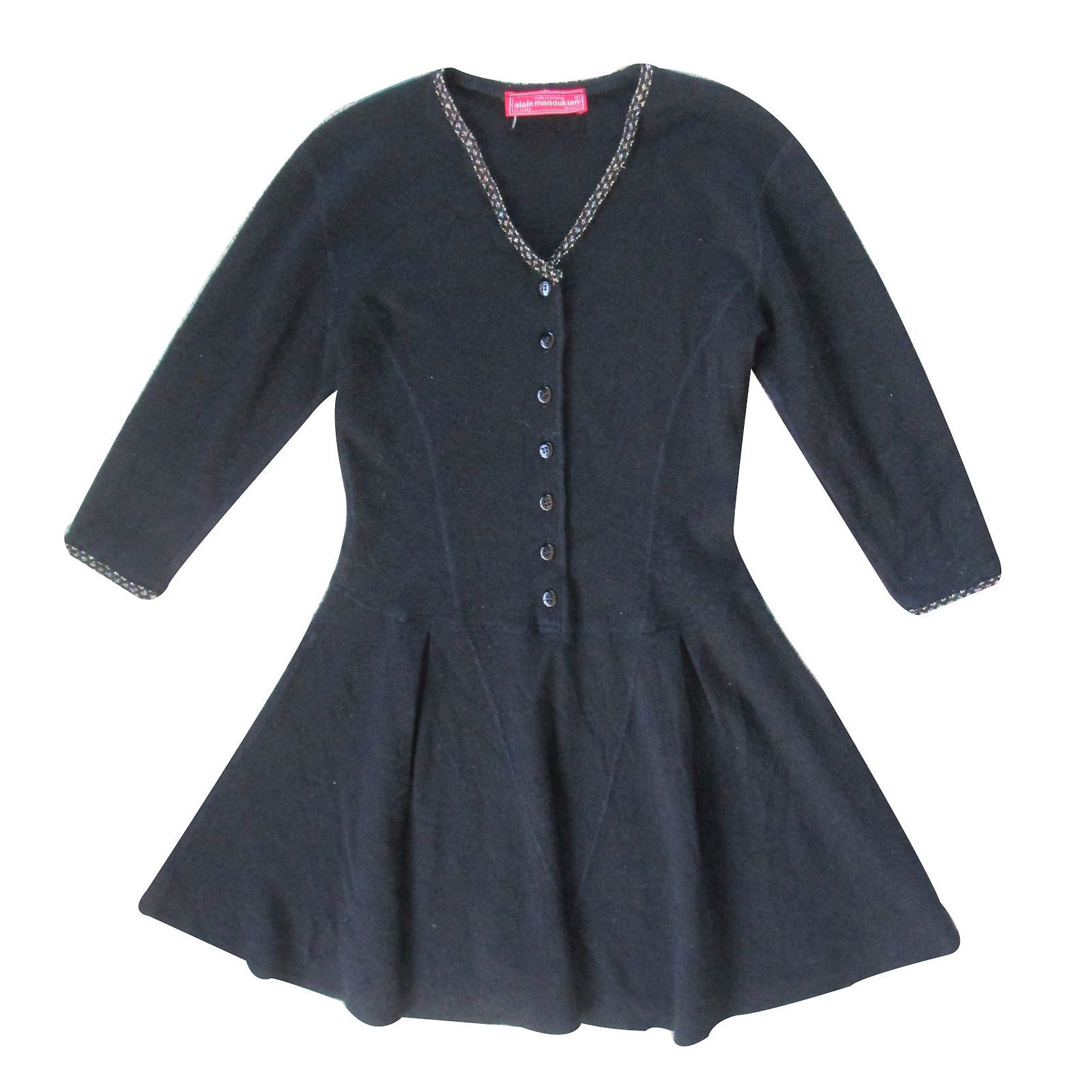 Robe Alain Manoukian Noire – Style Monacale à Plats Plis, Coton Doublé, Taille Jusqu'à 40