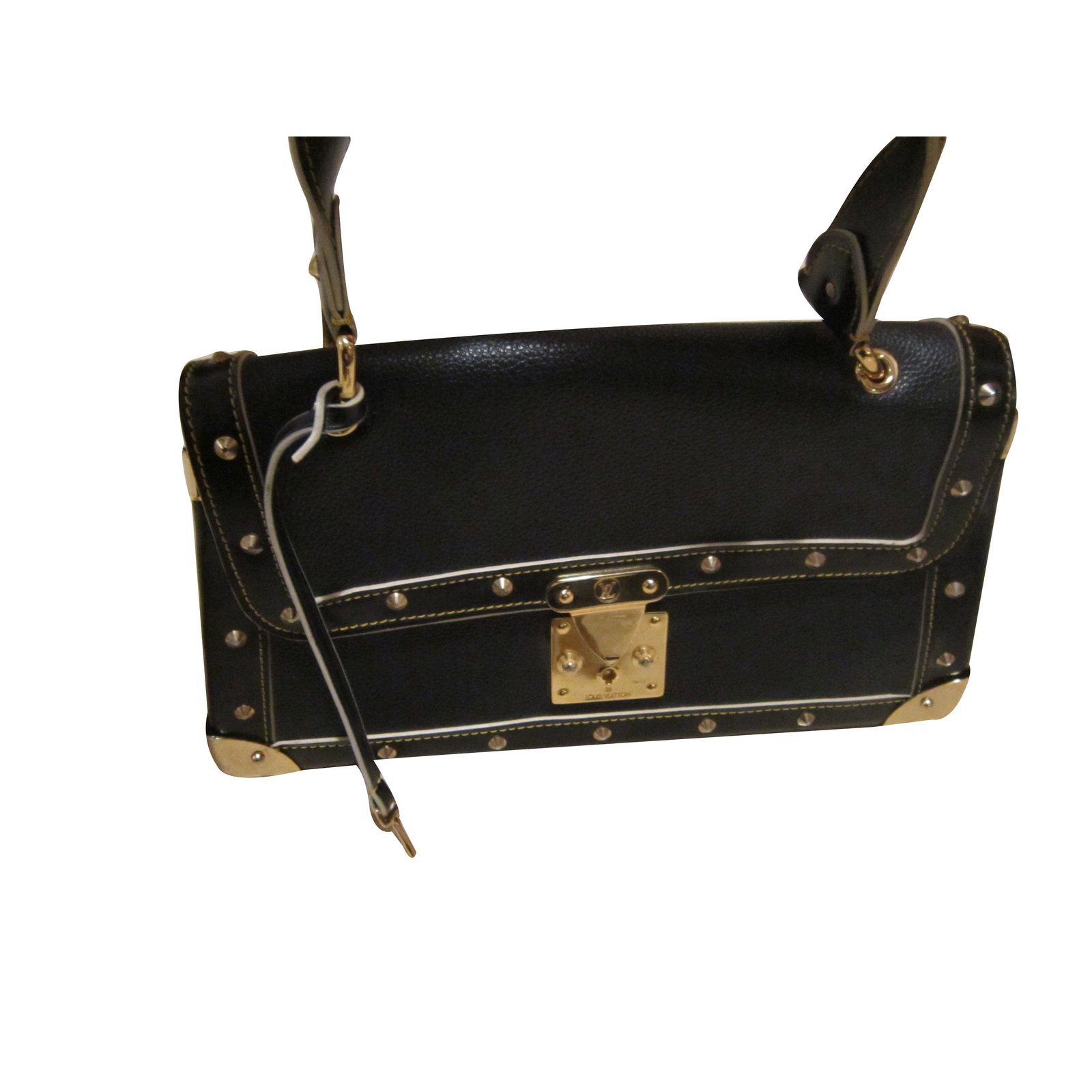 LOUIS VUITTON Black Suhali Leather & Gold Stud LE FABULEUX Shoulder Bag