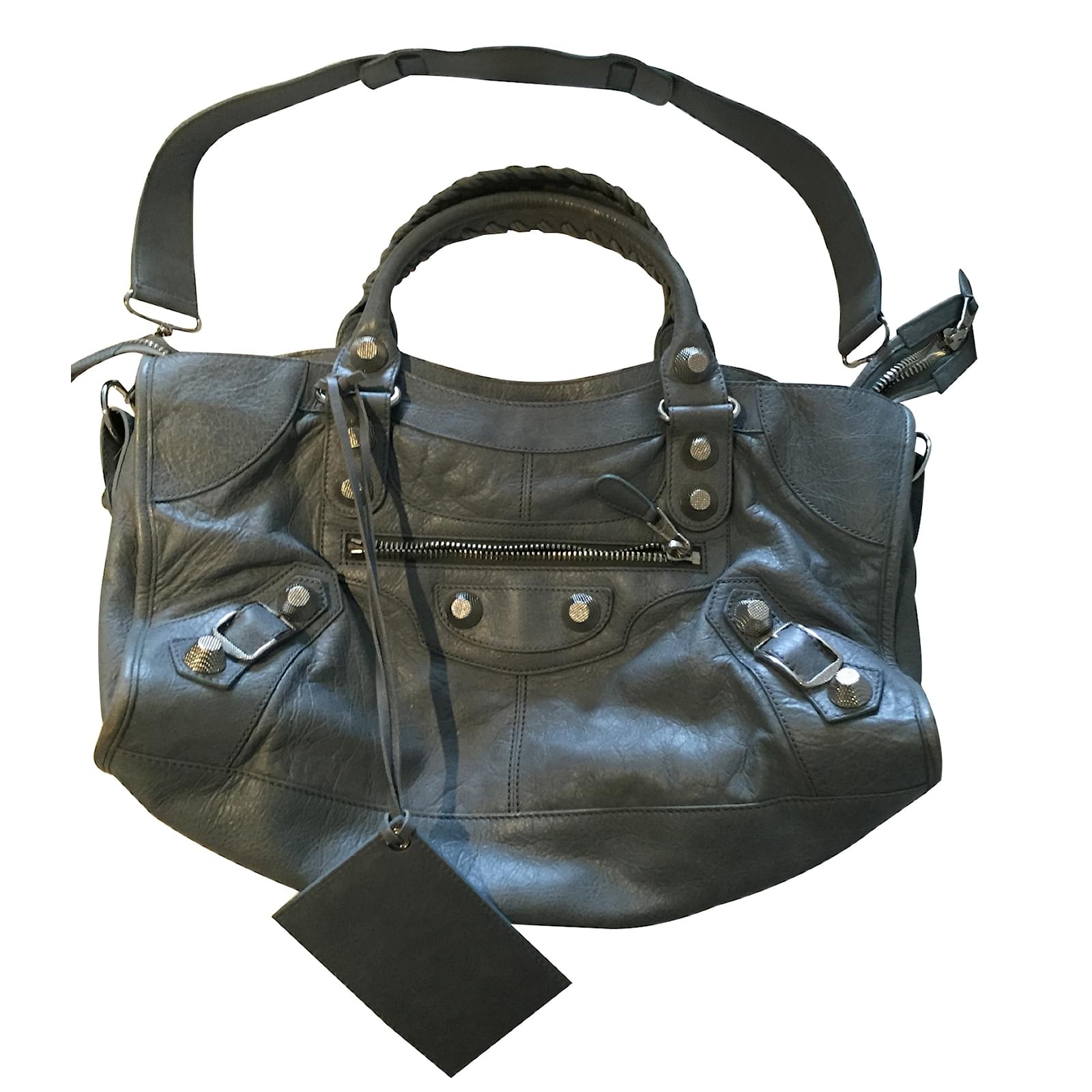 Balenciaga Part time Cuir Gris ref.14230 Joli Closet