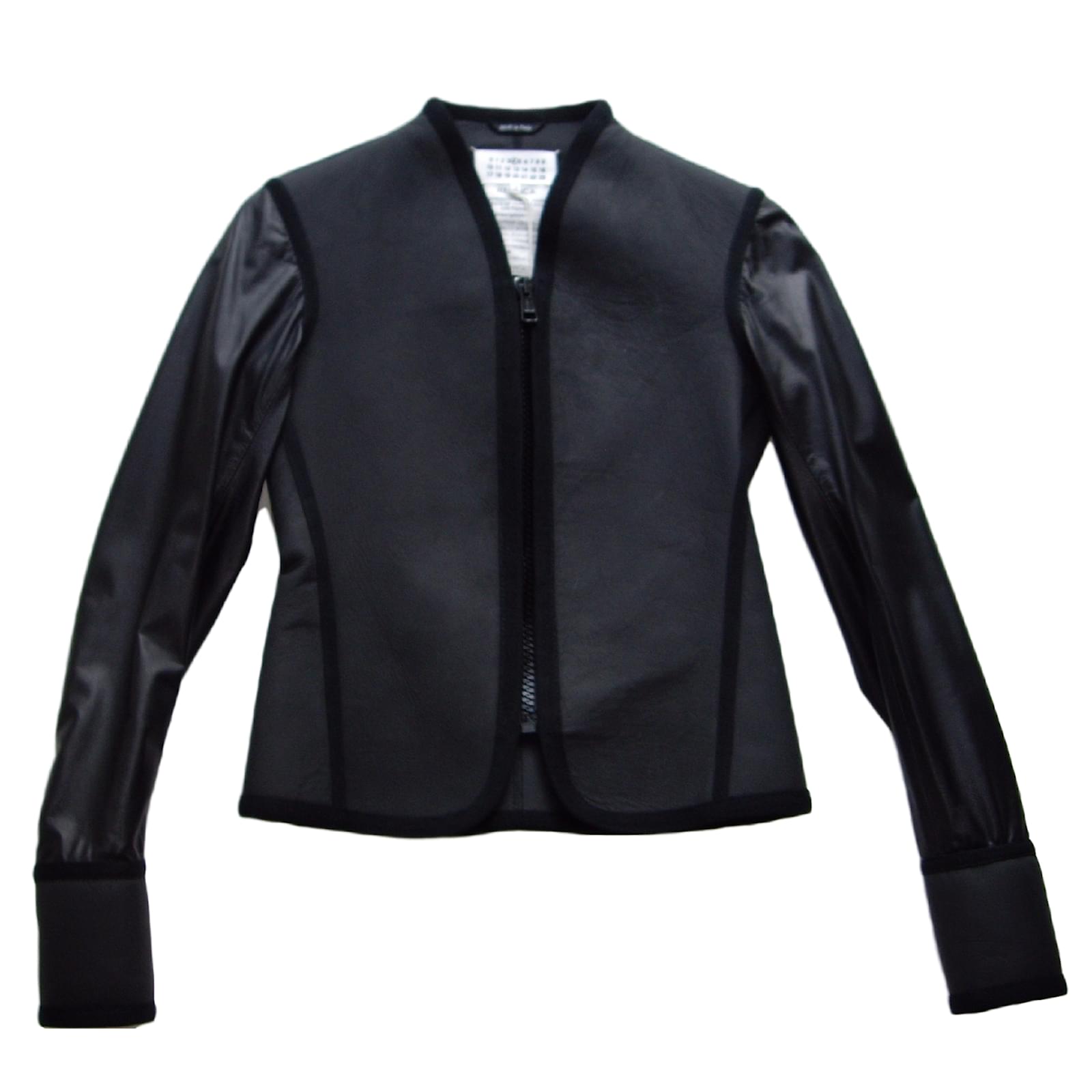 Maison Martin Margiela Leather And Neopren Jacket Maison Martin Margiela Leather And Neopren Jacket Size It38 Jackets Black