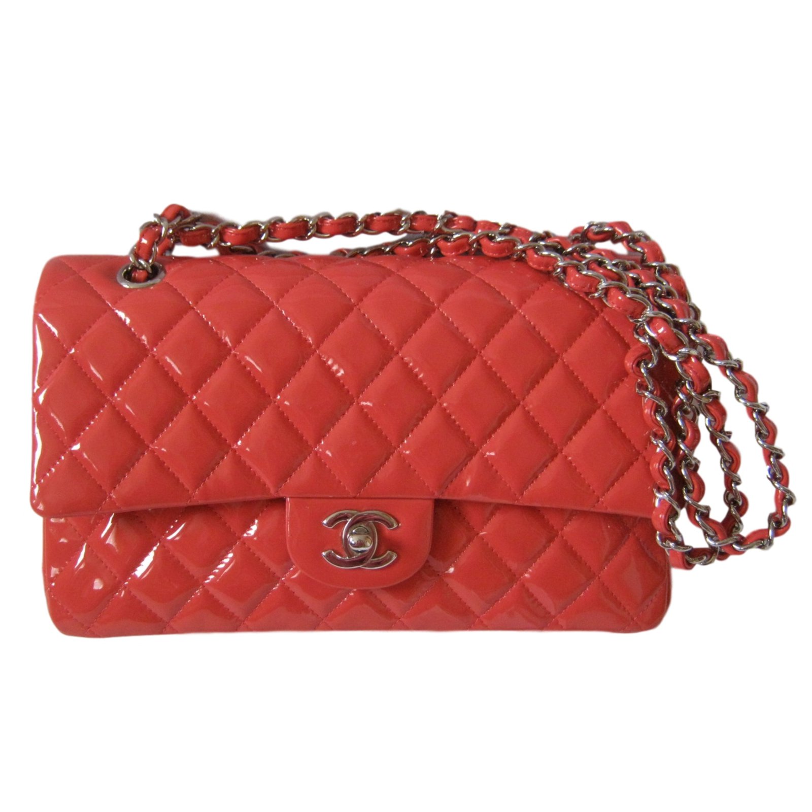 Chanel Timeless Medium Double Flap Coral Patent leather ref.17416 - Joli  Closet