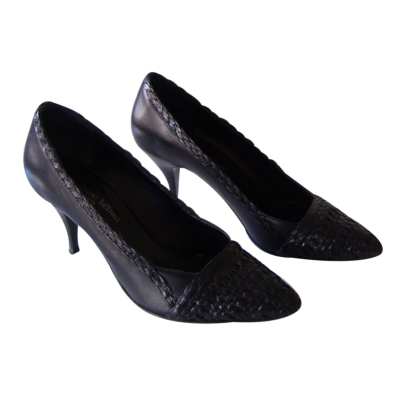 Escarpins Stéphane Kelian - Daim Marron Brodé Noir - Talon 10 Cm - 39.5