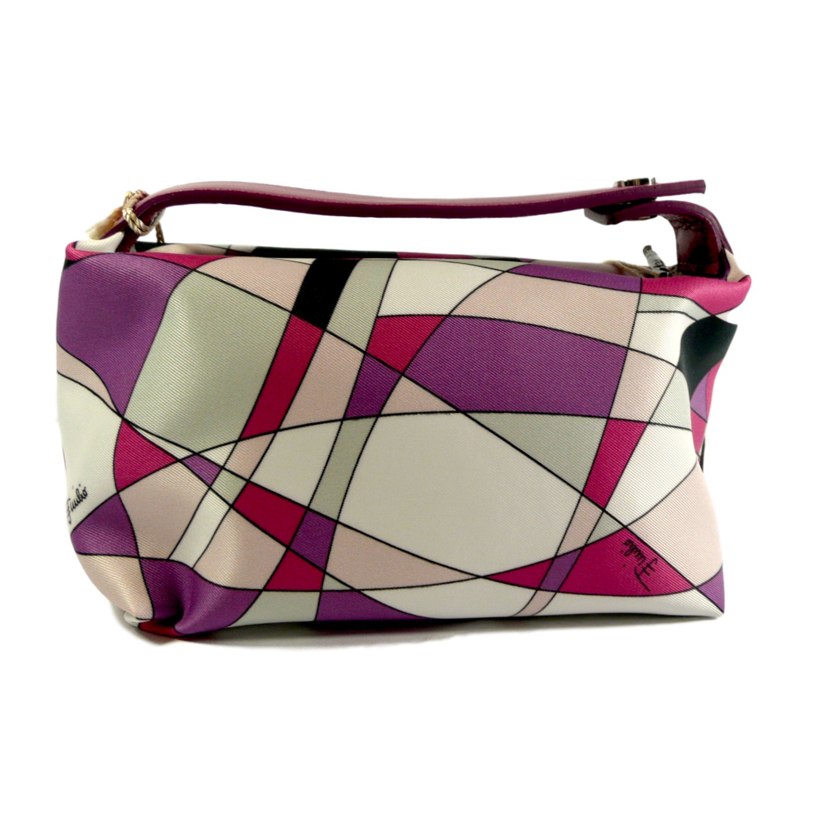 Emilio Pucci Pucci leather & cloth clutch / pouch pink swirls ref