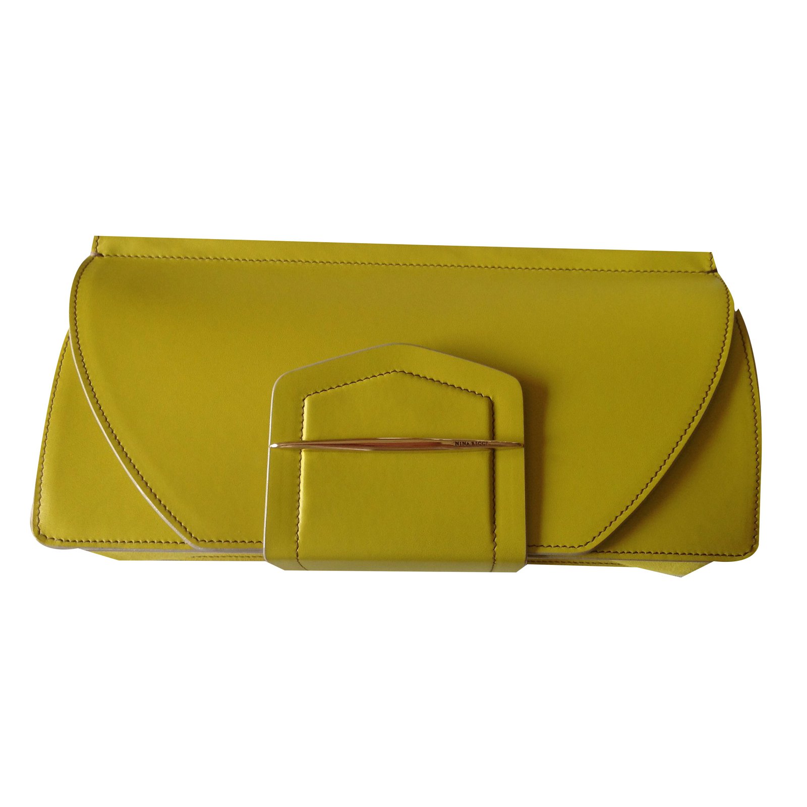 Nina Ricci Clutch bags Yellow Leather ref.18039 - Joli Closet