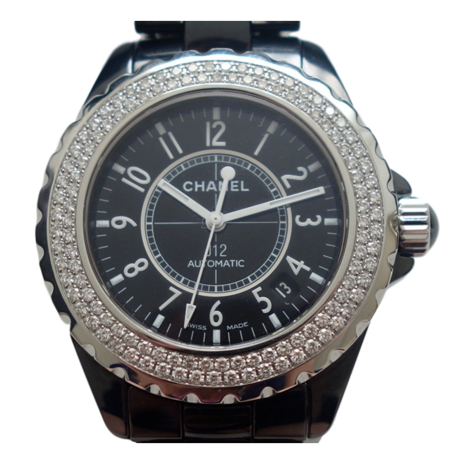 Chanel J12 38MM - automatic diamonds Black ref.18288 - Joli Closet