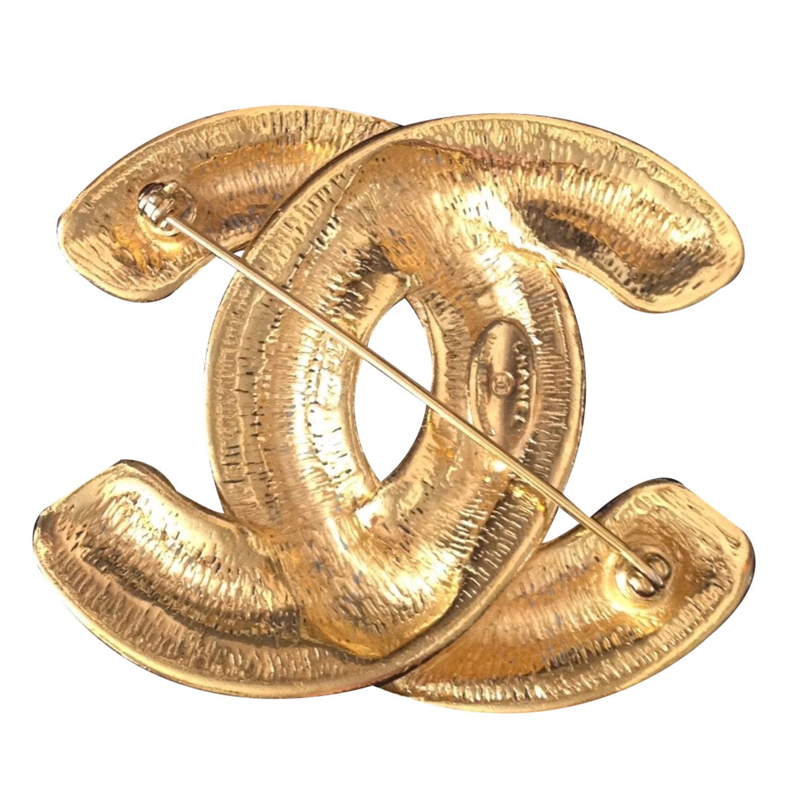 Chanel CC Quilted Bag Gold Tone Pin Brooch