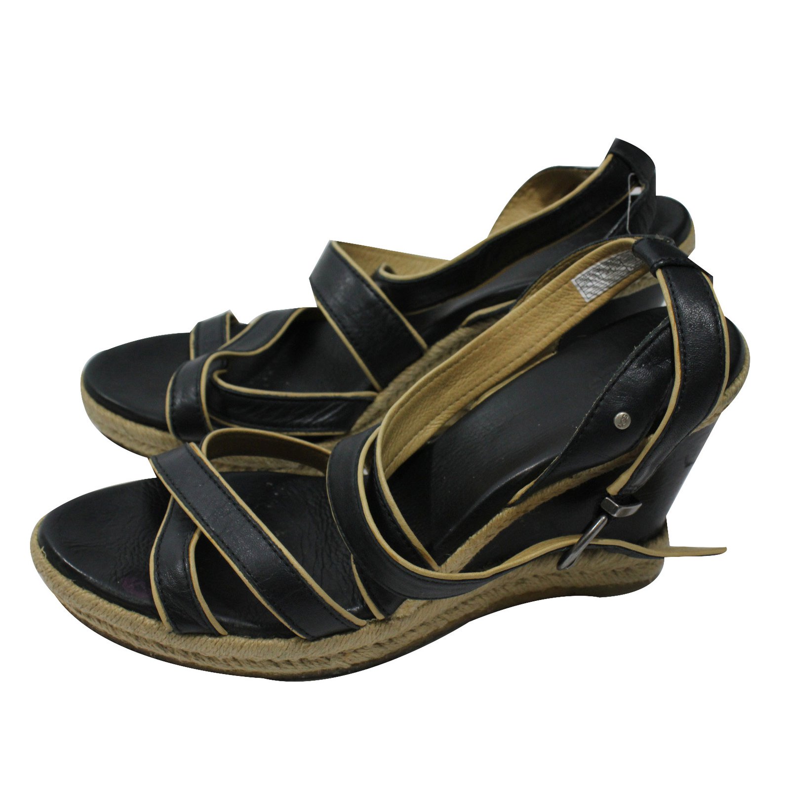ugg black wedge sandals