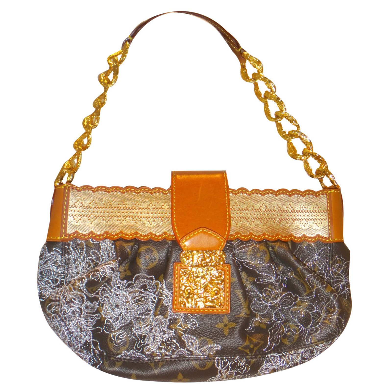 Sacs à main Louis Vuitton Limited Edition Capsule Gold Monogram Dentelle Kirsten Bag Cuir Bronze ...