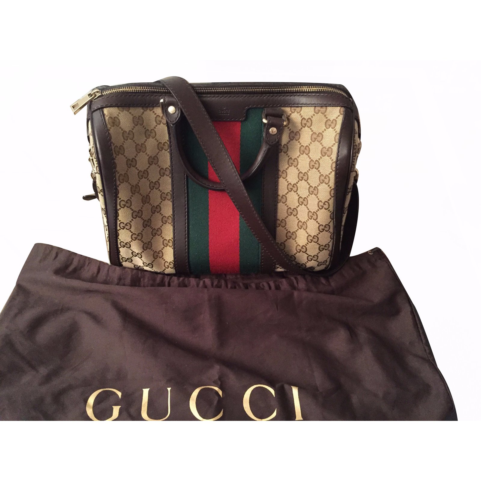 Gucci Web Original Logo Boston Bag