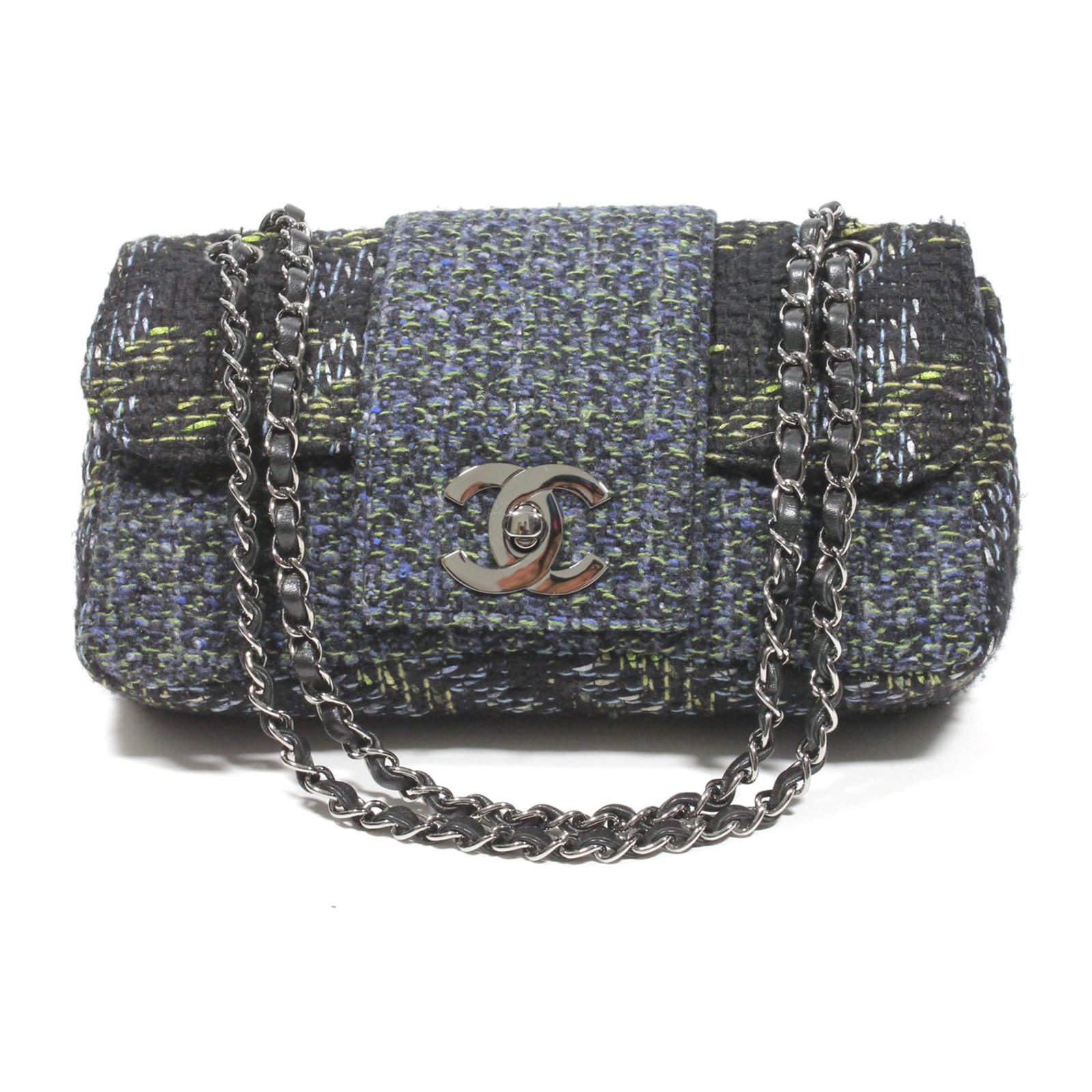 CHANEL Fantasy Tweed Quilted Jumbo Easy Flap Multicolor 213244