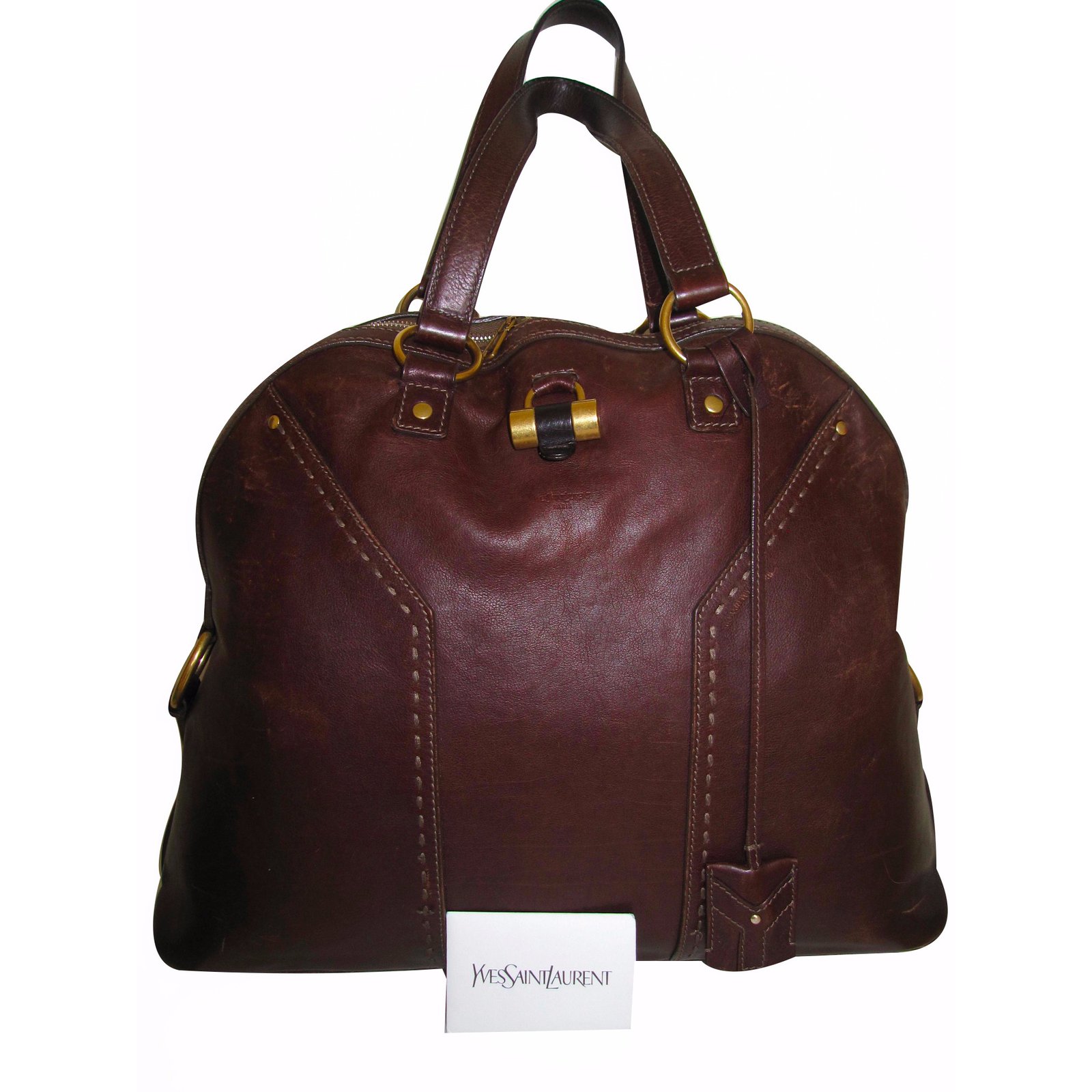 Yves Saint Laurent Brown & Tan Leather Muse 2 Bag Beige ref.656185 - Joli  Closet