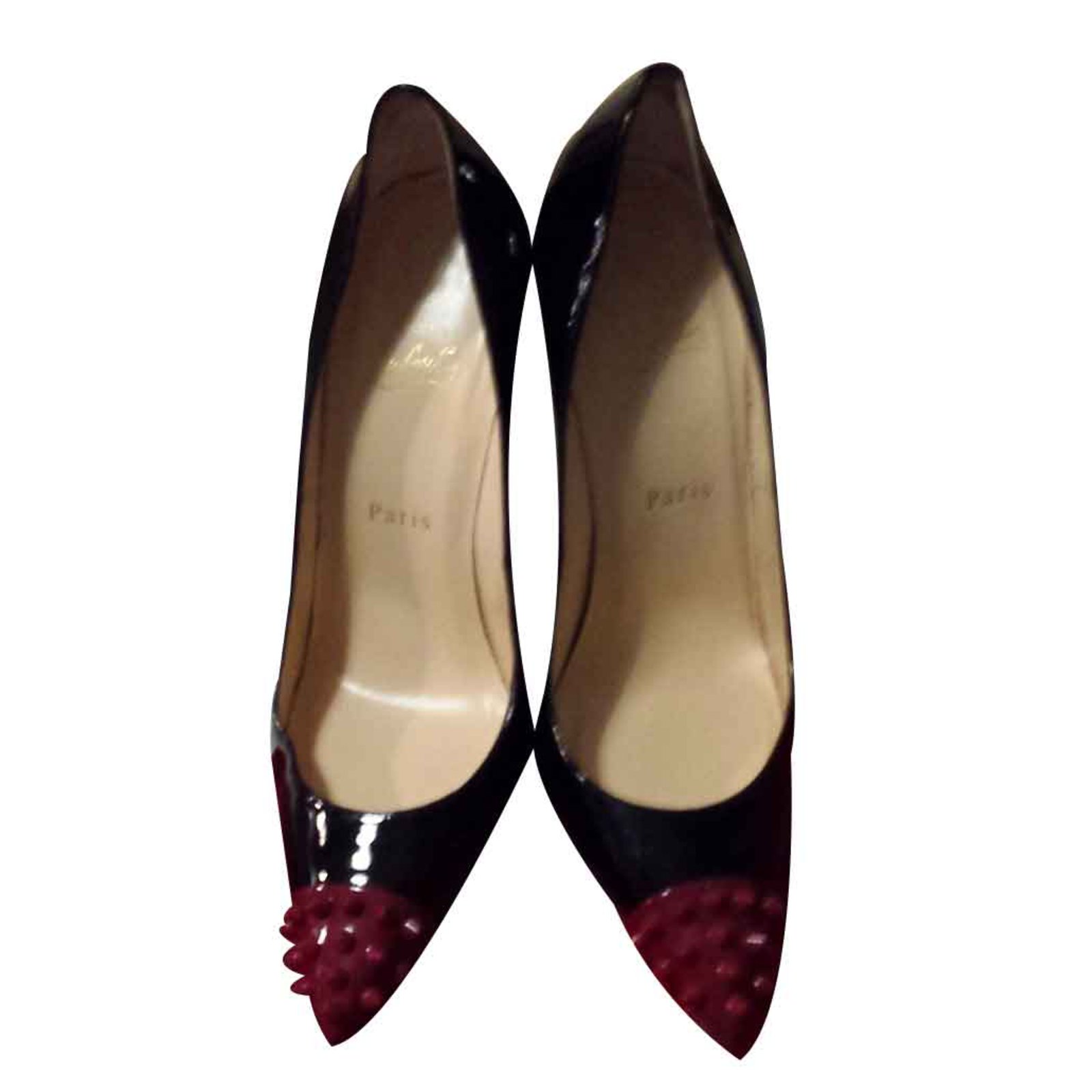Christian Louboutin Heels - 'Spike' Black Patent leather ref.21843
