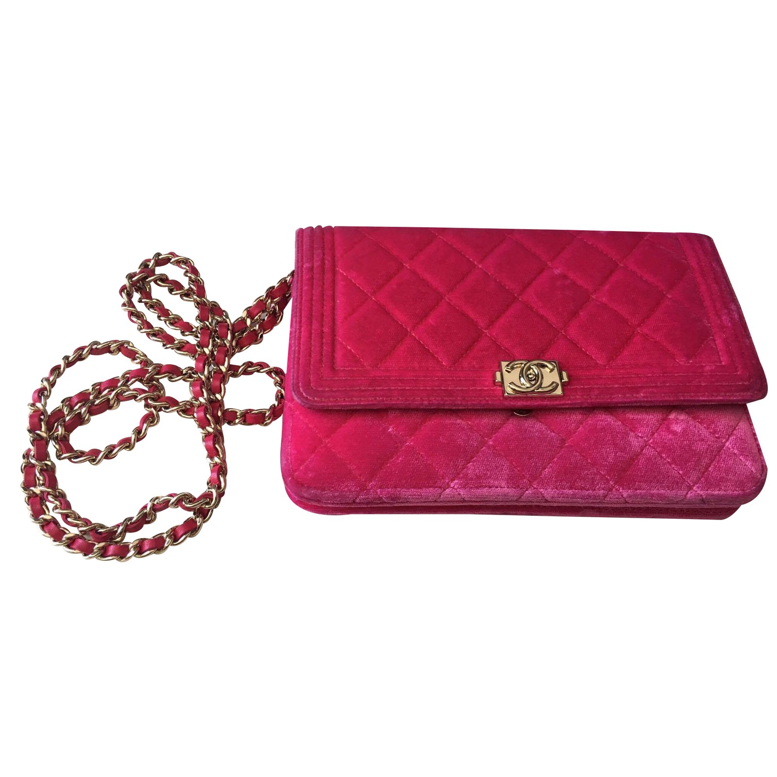 Boy Chanel Clutch bag Pink Velvet ref.21982 - Joli Closet