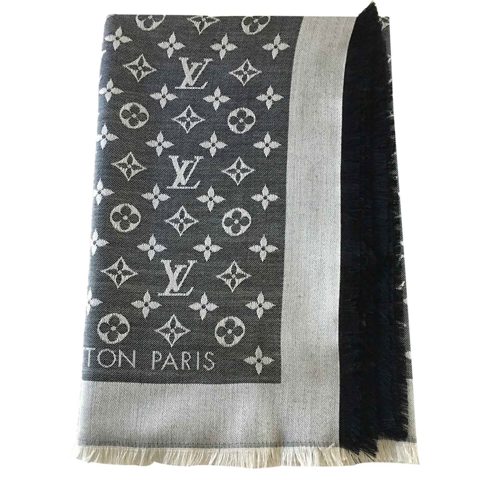 Louis Vuitton Classic Monogram Scarf Blue Silk ref.55844 - Joli Closet