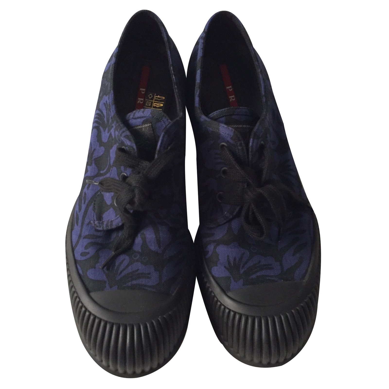 Prada Printed sneakers Blue Cotton  - Joli Closet