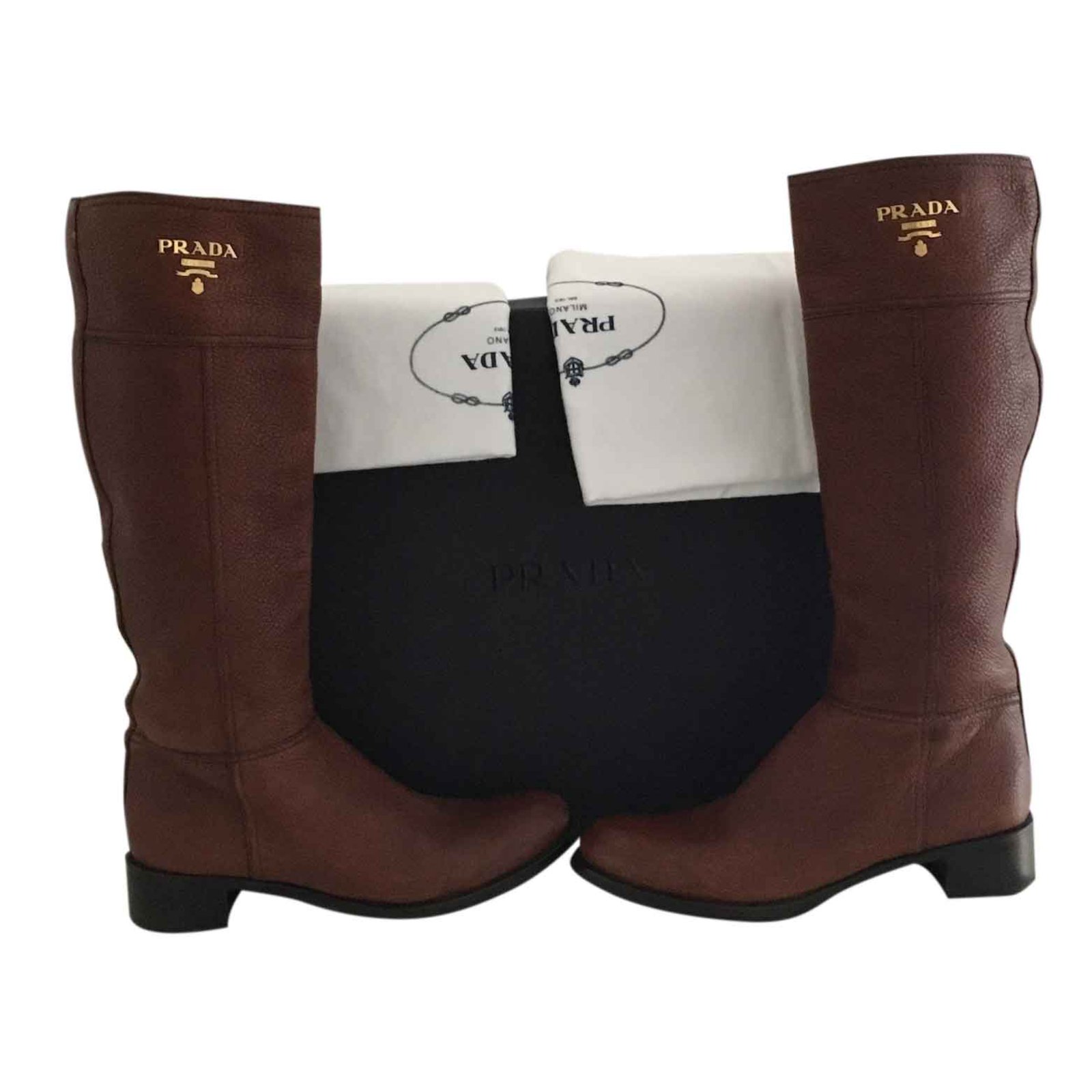 Prada Riding boots Boots Leather Brown 