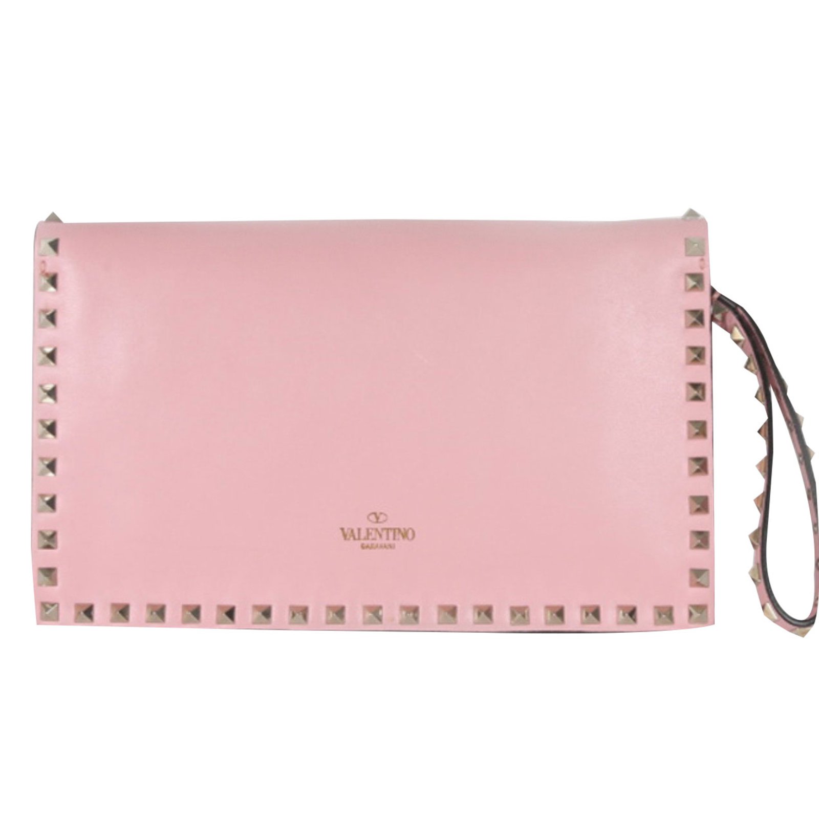 Valentino Rockstud leather clutch Pink Joli Closet