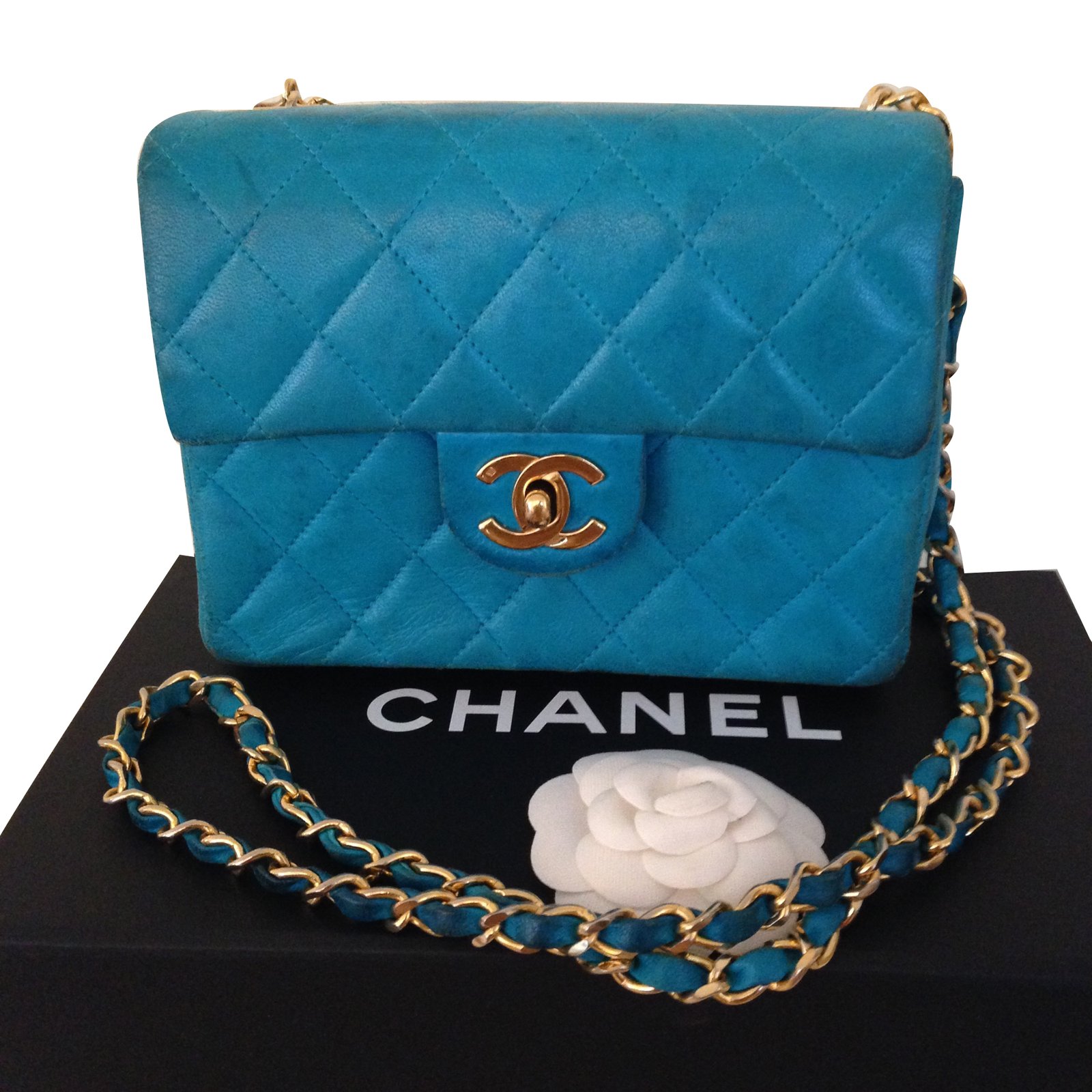 Chanel Mini Timeless turquoise Blue Leather ref.26545 - Joli Closet