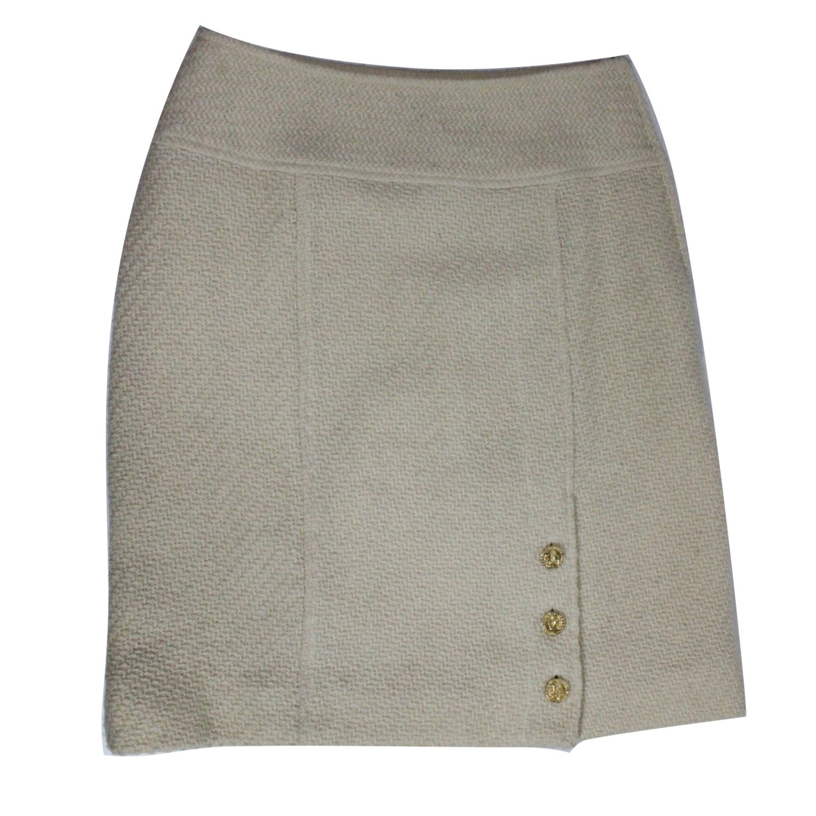 Chanel Tweed skirt Cream Wool ref.26943 - Joli Closet