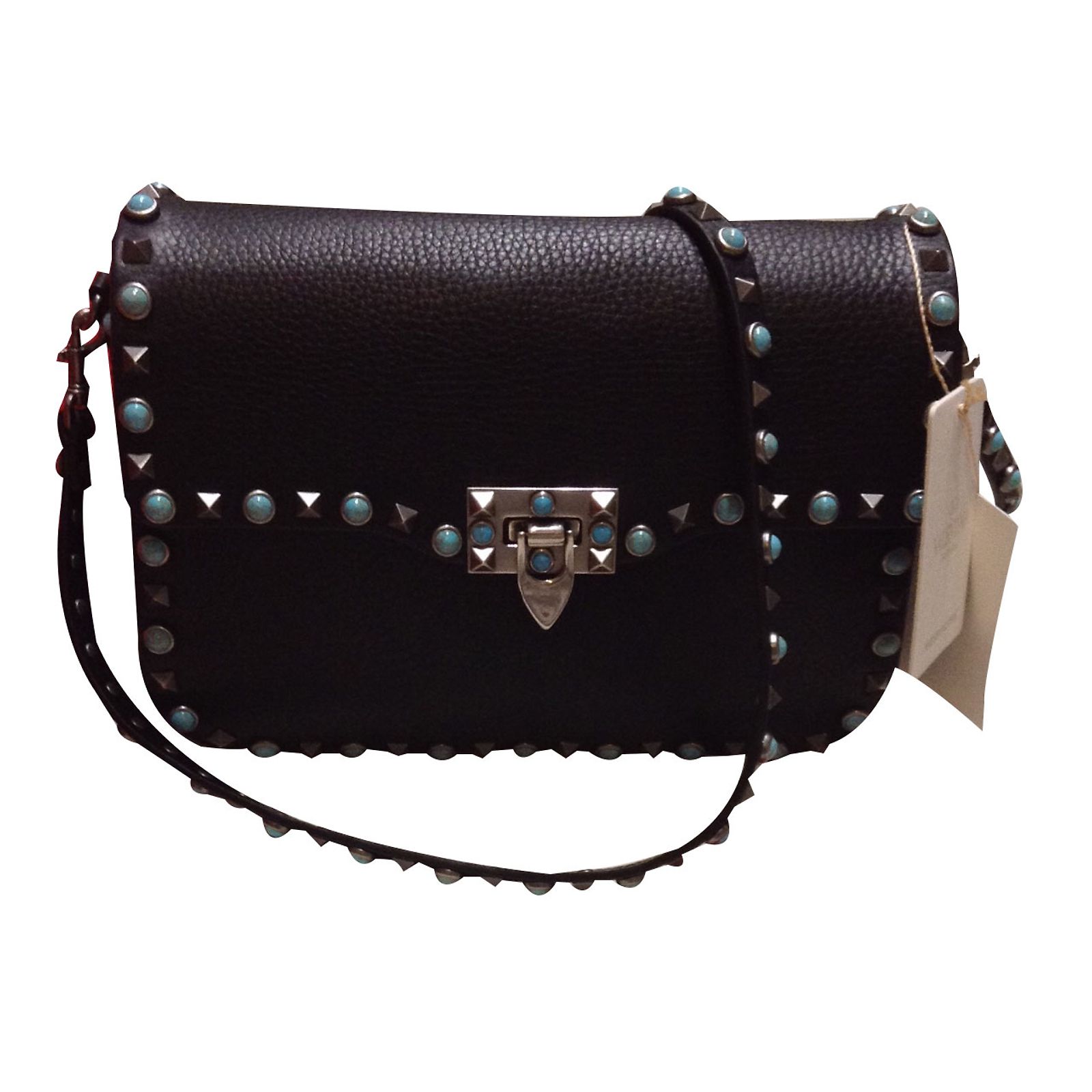Sac à Main Femme Clouté Noir En PU - Bandoulière Style Punk Rock, 18,5x15x9 Cm - Capacité Pratique