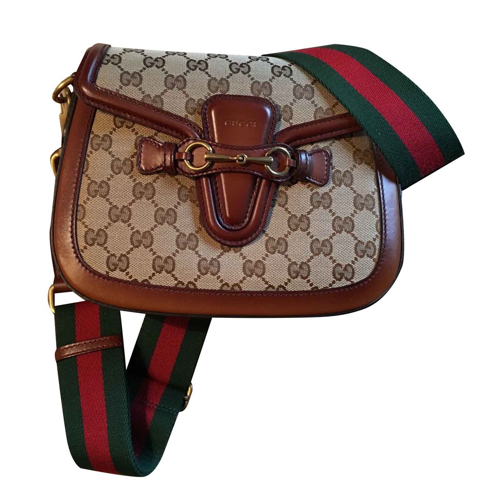 Linen handbag Gucci Brown in Linen - 31689102