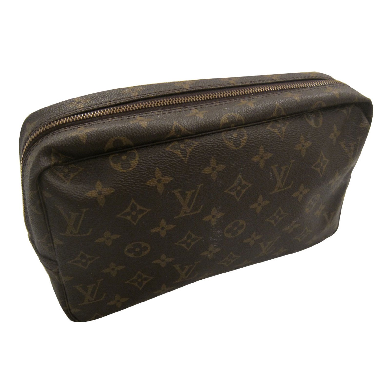 Authentic Louis Vuitton Toiletry Pouch Small Brown Leather