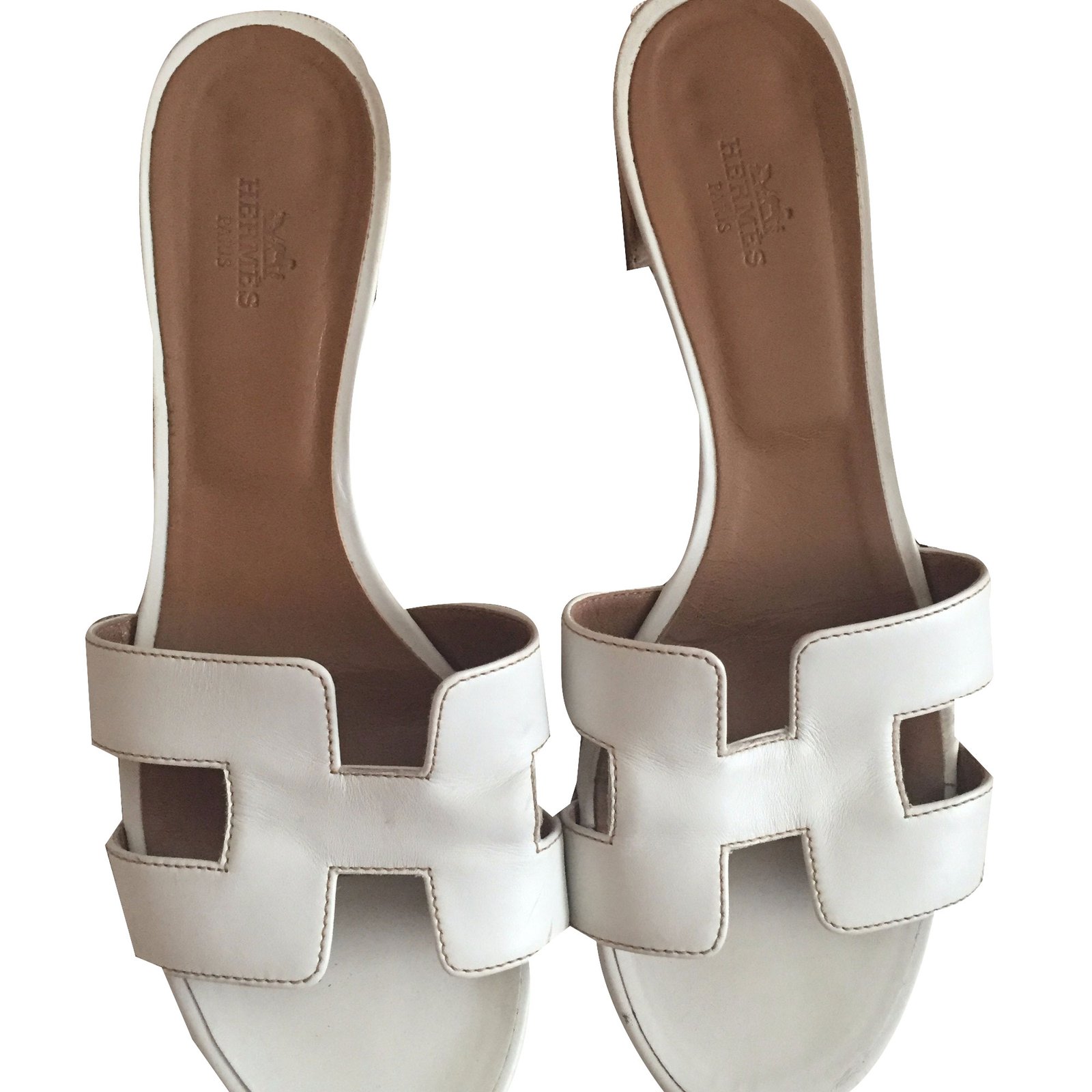 Hermès Hermes Oasis Sandals White Leather ref.29328 - Joli Closet
