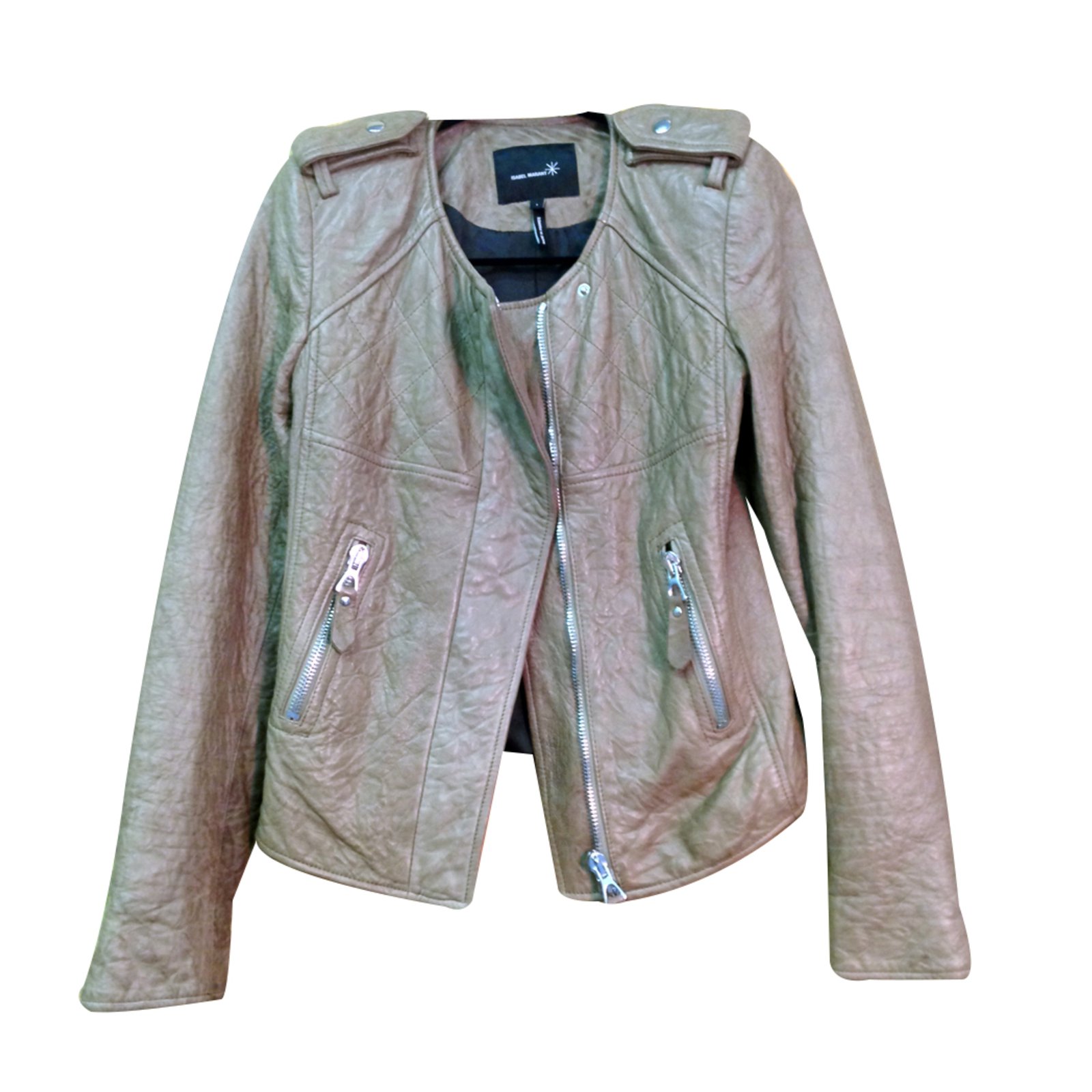 Isabel Marant Biker jacket Beige Lambskin ref.29348 - Joli Closet
