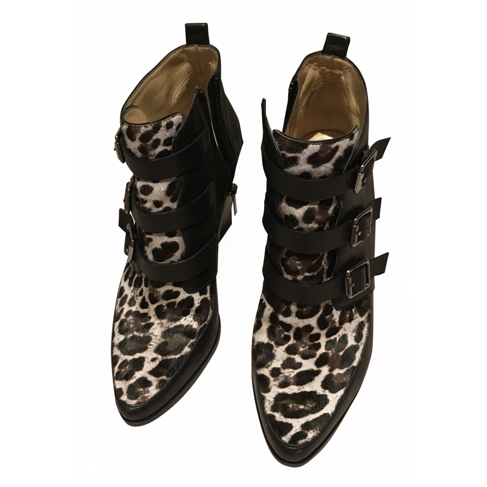 biker boots leopard