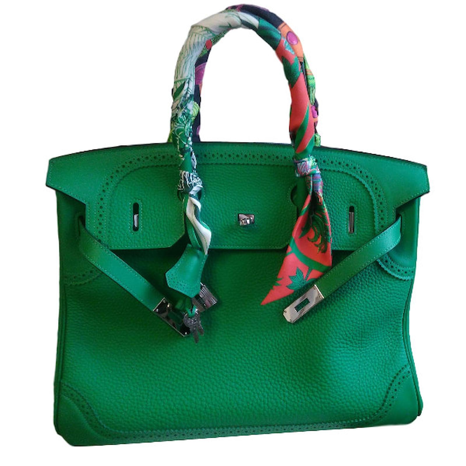 Hermès birkin ghillies 35 Bambou Grün Leder Joli Closet