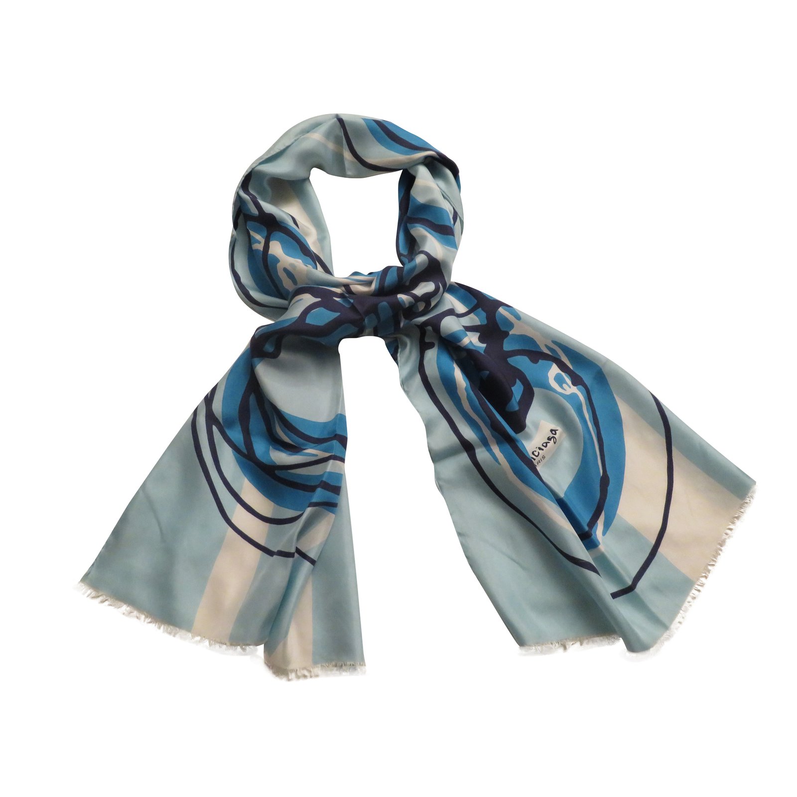 Balenciaga Scarf Blue Silk ref.31737 - Joli Closet