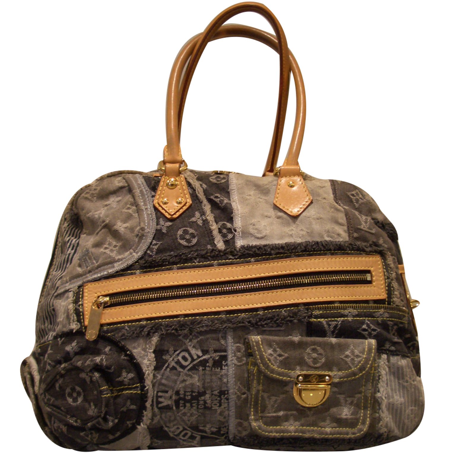 Bowling Louis Vuitton Handbag Grey Denim ref.32300 - Joli Closet