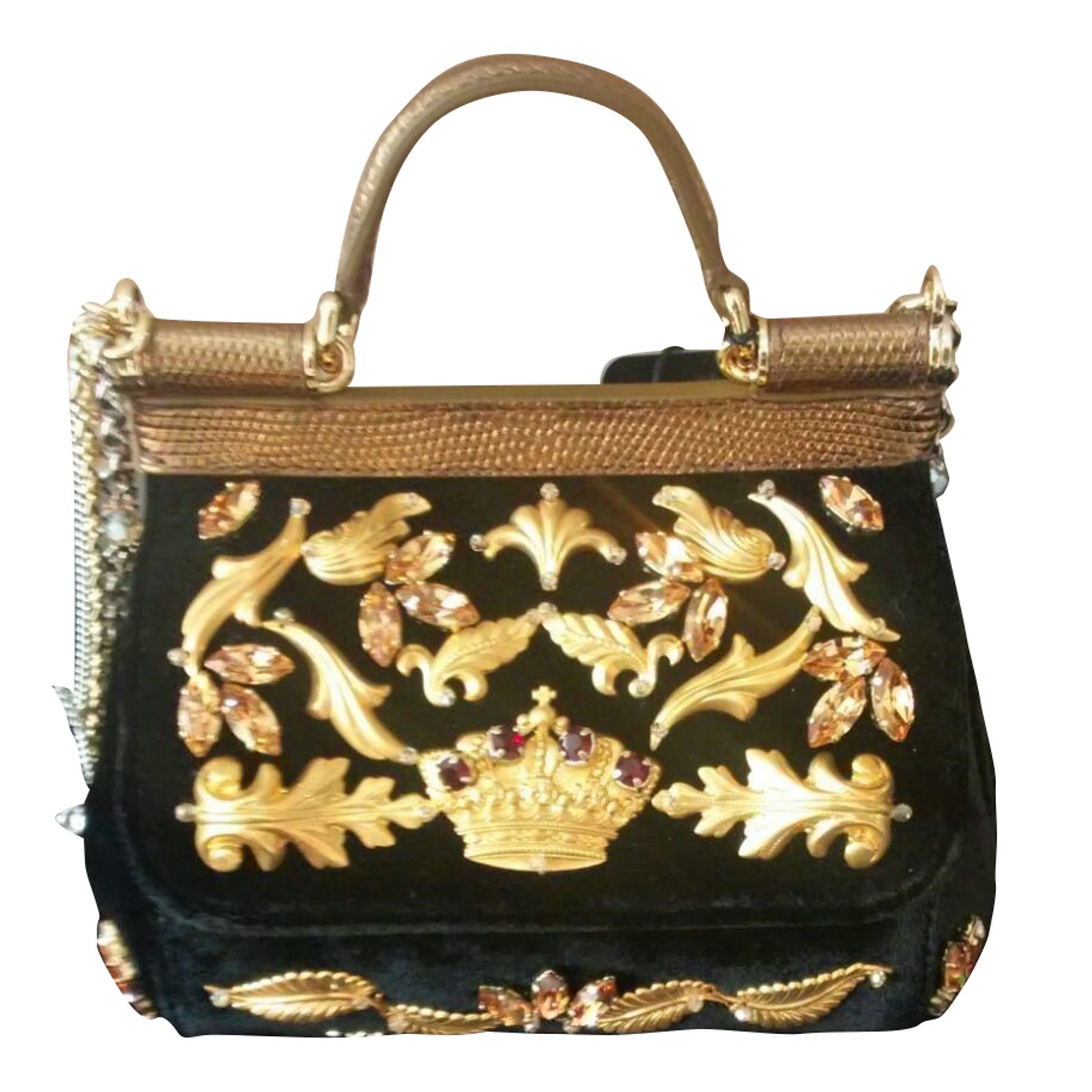 Pochette De Soirée Dolce & Gabbana Velours Noir édition Limitée Sophia - Occasion