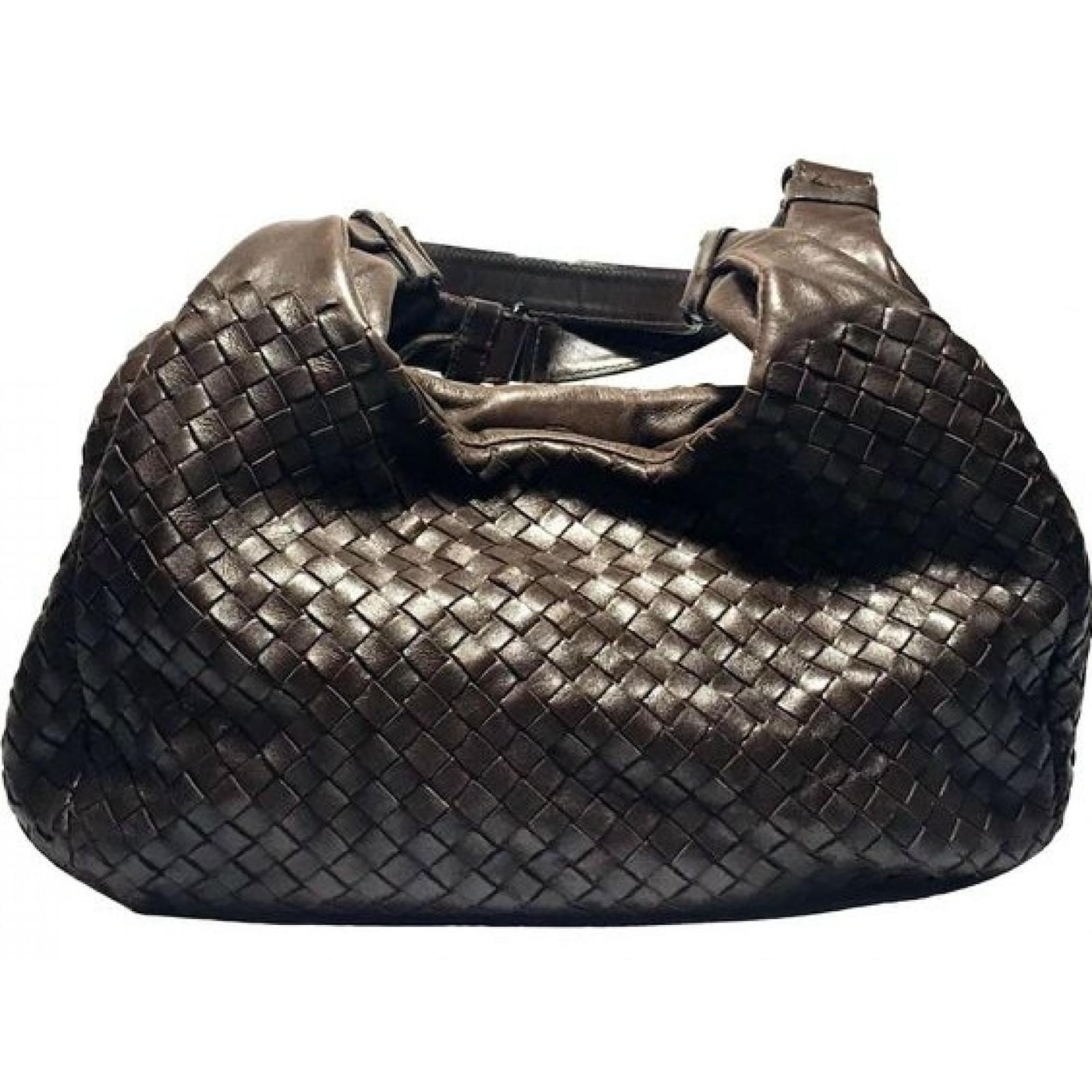 BOTTEGA VENETA dark brown INTRECCIATO CAMPANA MEDIUM Hobo Shoulder Bag