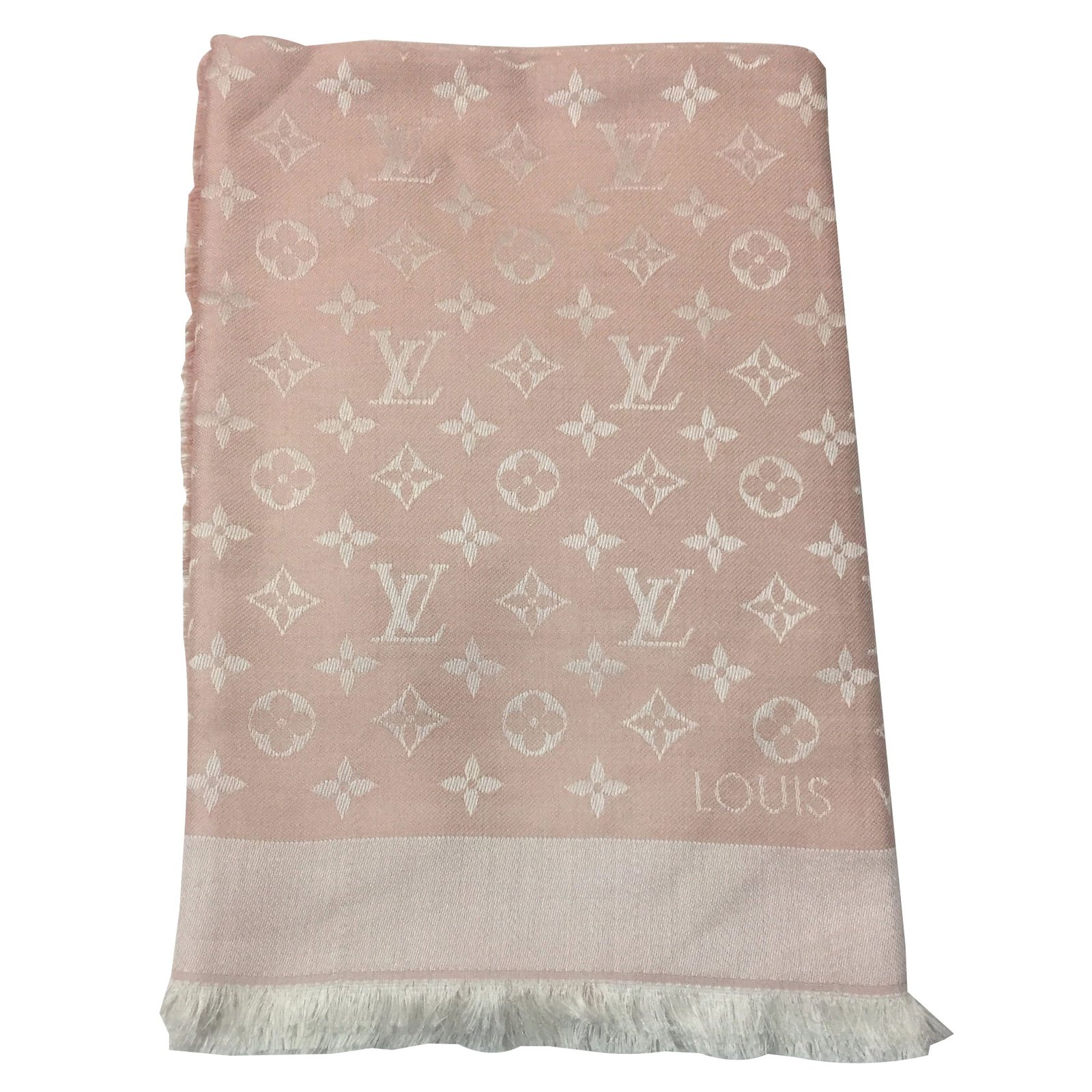 Ansættelse solnedgang sne hvid Louis Vuitton MONOGRAMM SCARF VUITTON Pink Cashmere ref.32589 - Joli Closet