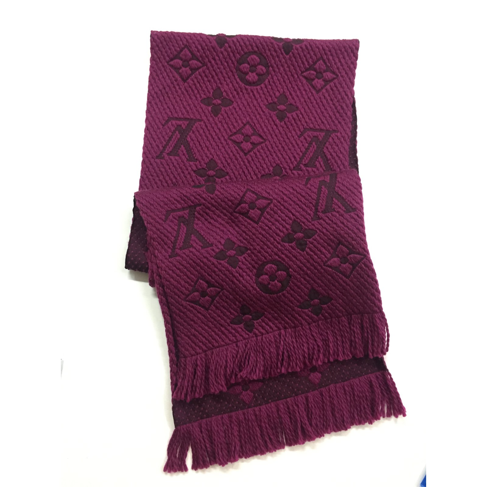 Louis Vuitton Logomania scarf Dark red Silk Wool ref.32662 - Joli Closet