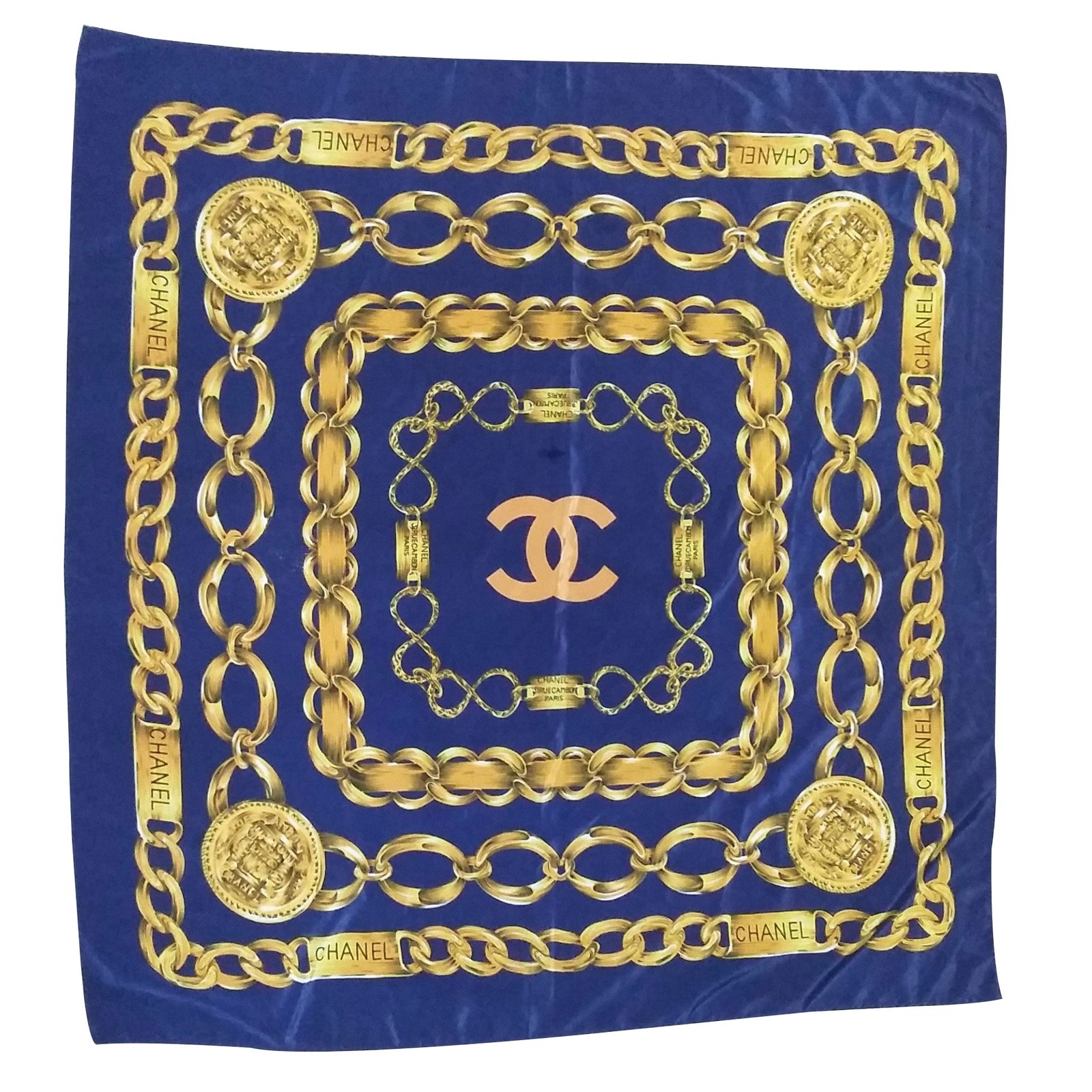 Chanel Silk scarves Blue ref.32819 - Joli Closet